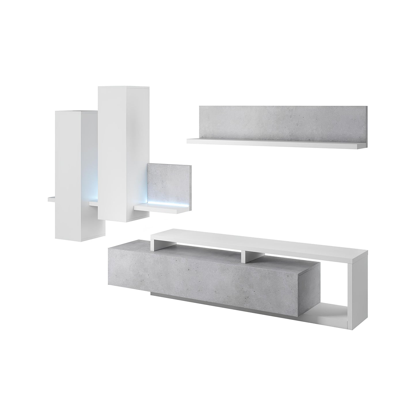 Sienas bloks Botes 219+/52/200 cm balts/betons Kolorādo