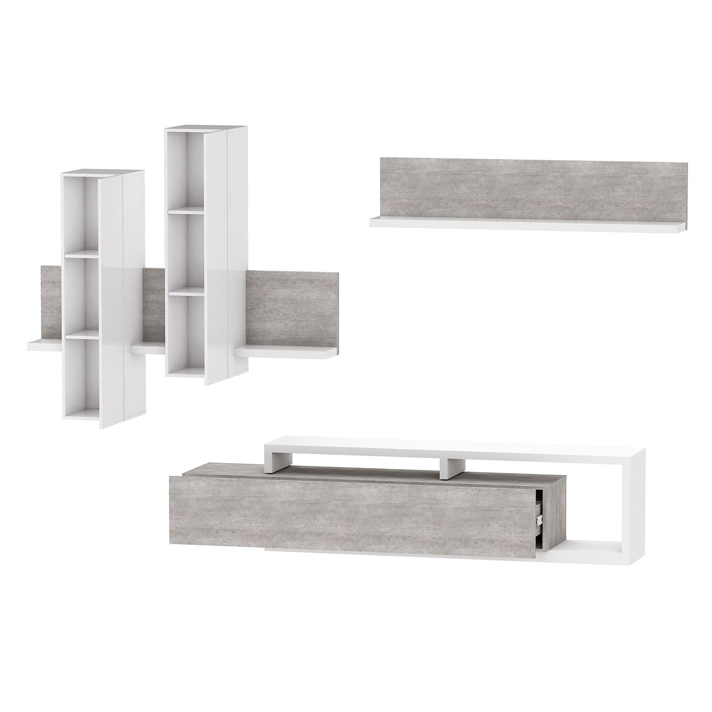 Sienas bloks Botes 219+/52/200 cm balts/betons Kolorādo