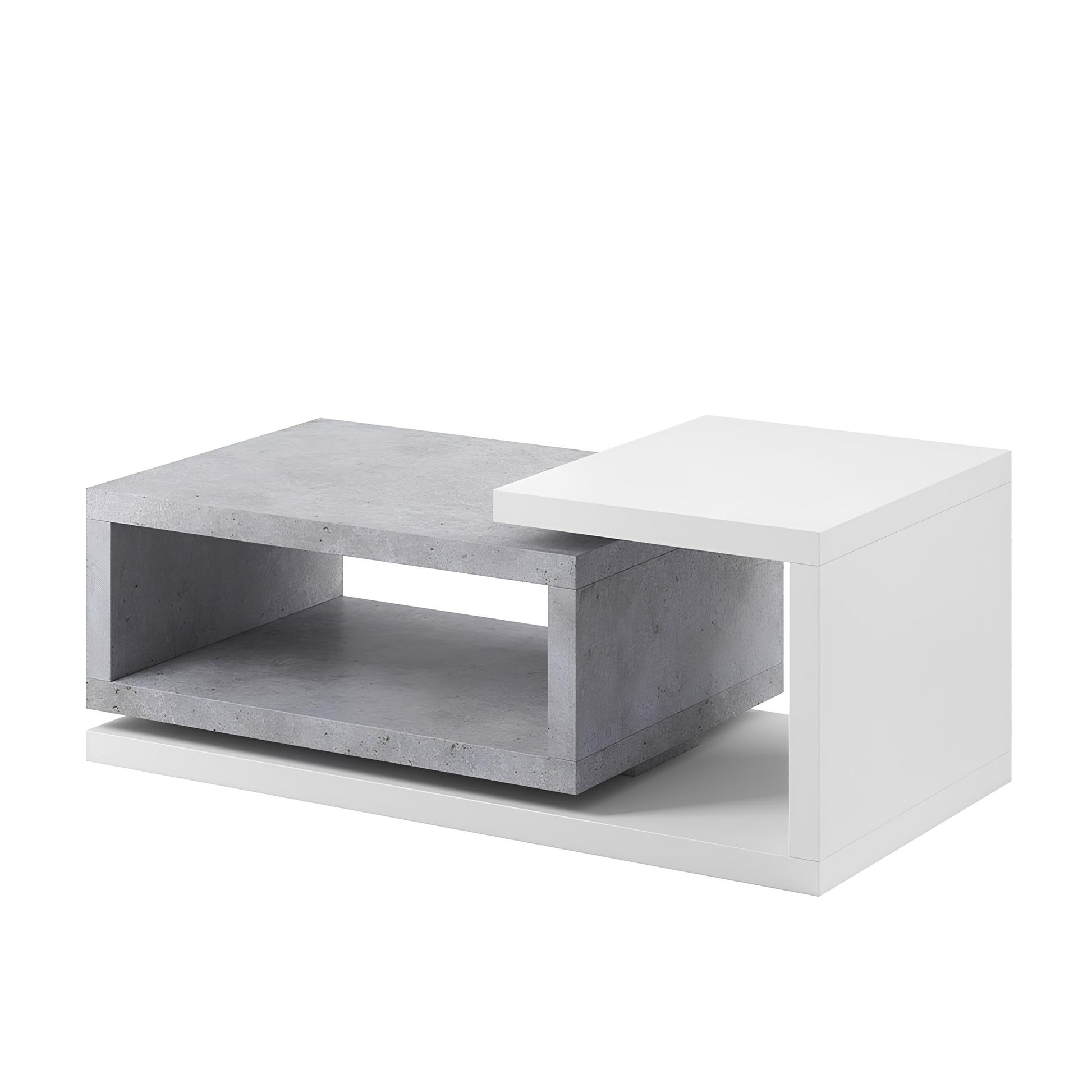 Kafijas galds Botas 120/60/40 cm balts/betons Kolorādo - N1 Home
