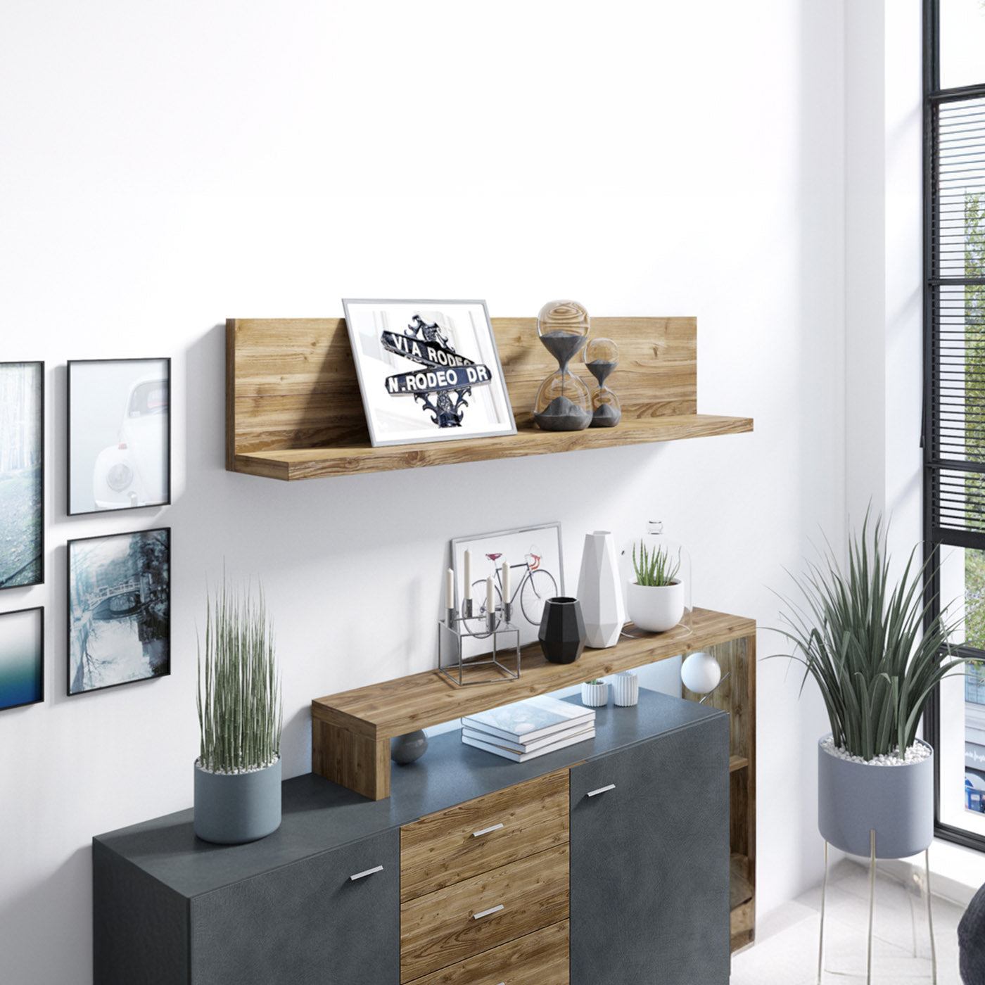 Sienas plaukts Botas 150/24/32 cm ābele/egle