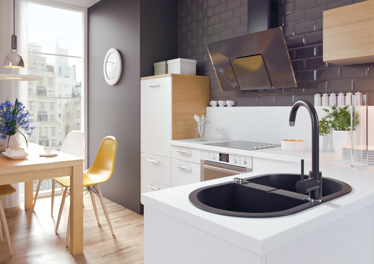 Virtuves jaucējkrāns Nemezja 350 mm grafīts - N1 Home