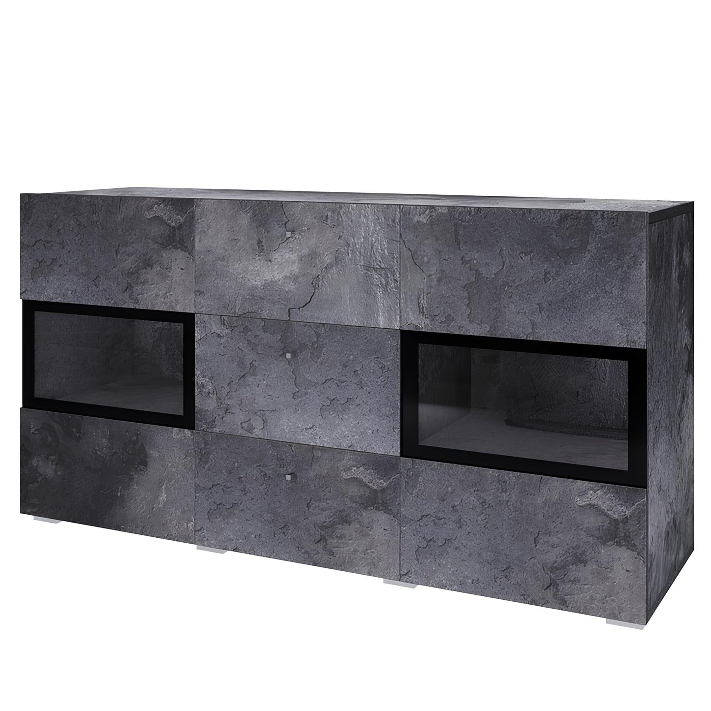 Kumode Barots 132/39/70 cm šīferis/melns - N1 Home