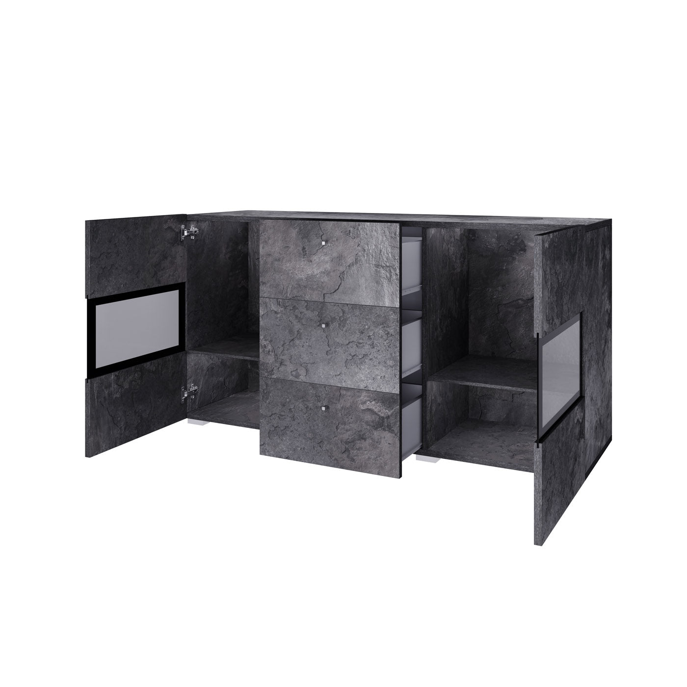 Kumode Barots 132/39/70 cm šīferis/melns - N1 Home