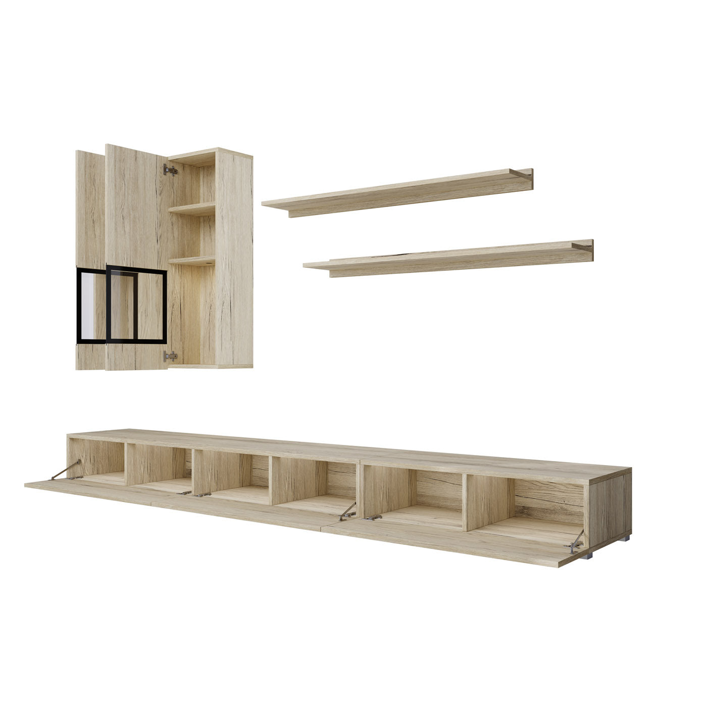 Sienas bloks Barots 270/41 cm San Remo gaišā ozola lamināts/melns