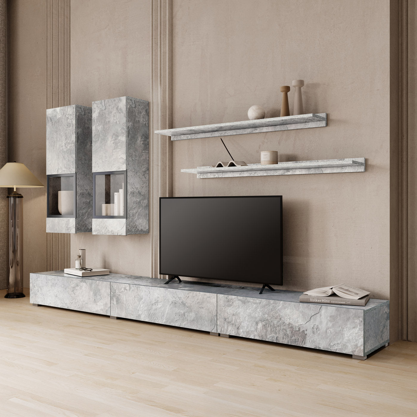 Sienas bloks Barots 270/41 cm gaišs betons/melns