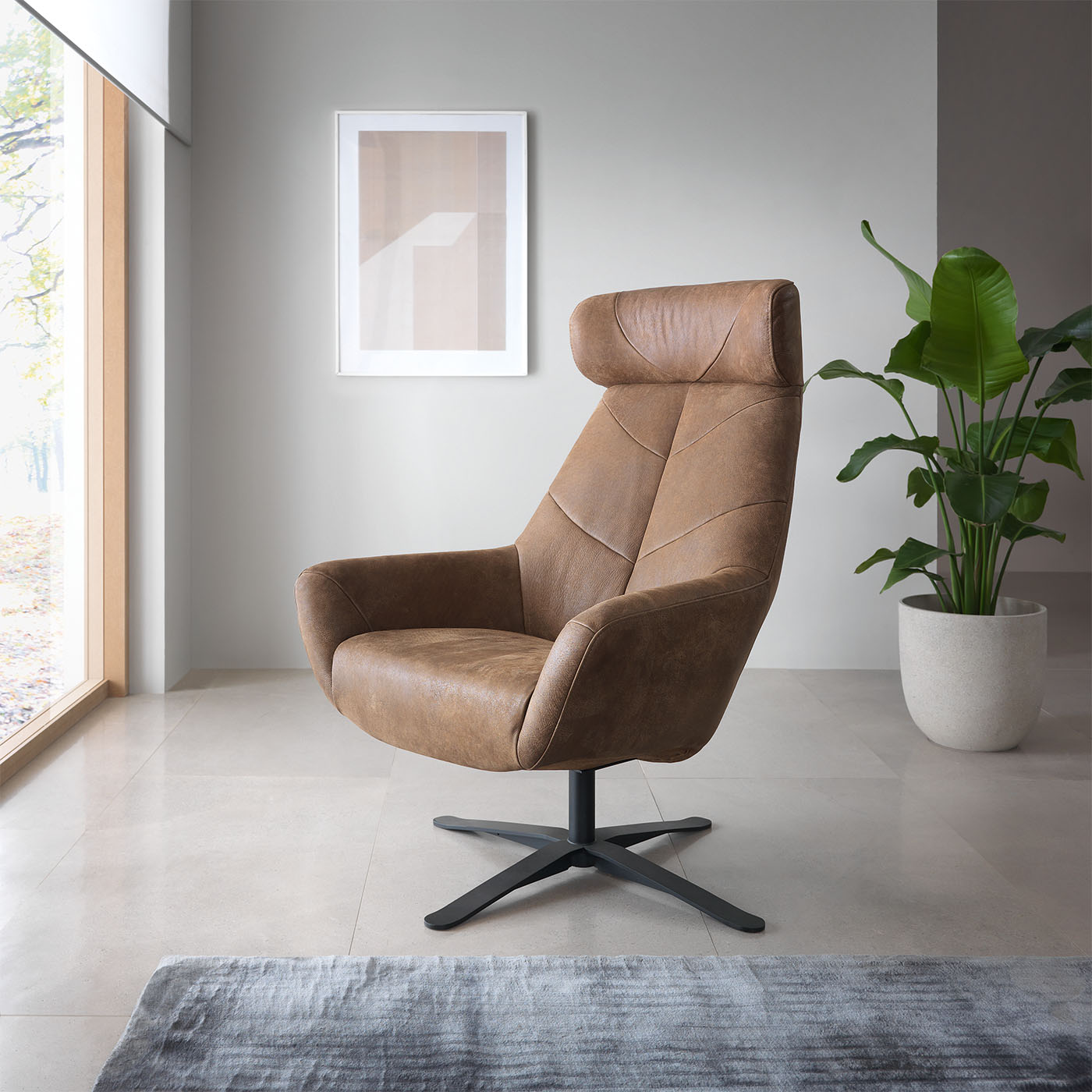 Krēsls Leafa 81/112/83 cm brūna-zaļs