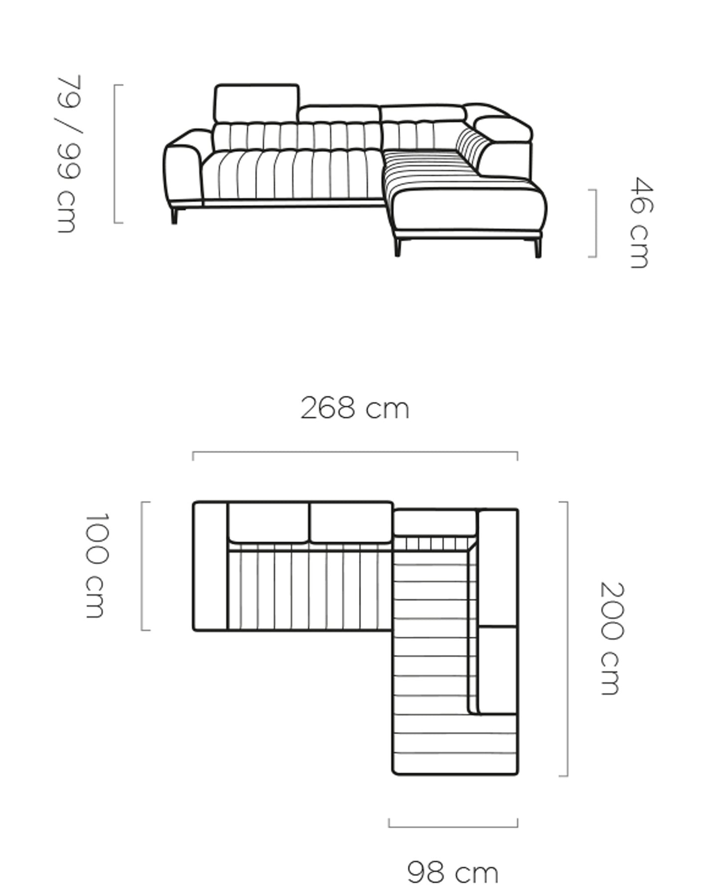 Dīvāns KAVA L 268/200/100 cm - N1 Home