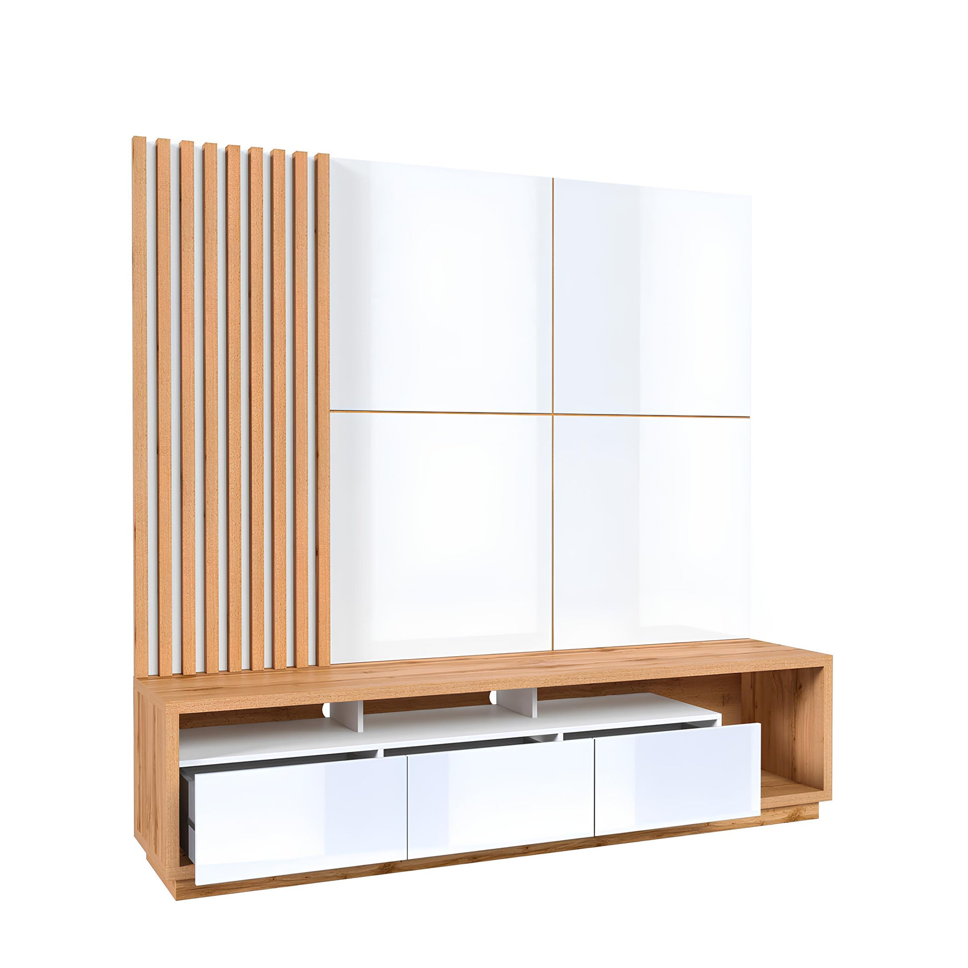 Sienas bloks Celija 200/196/45 cm balts/Votan ozols - N1 Home