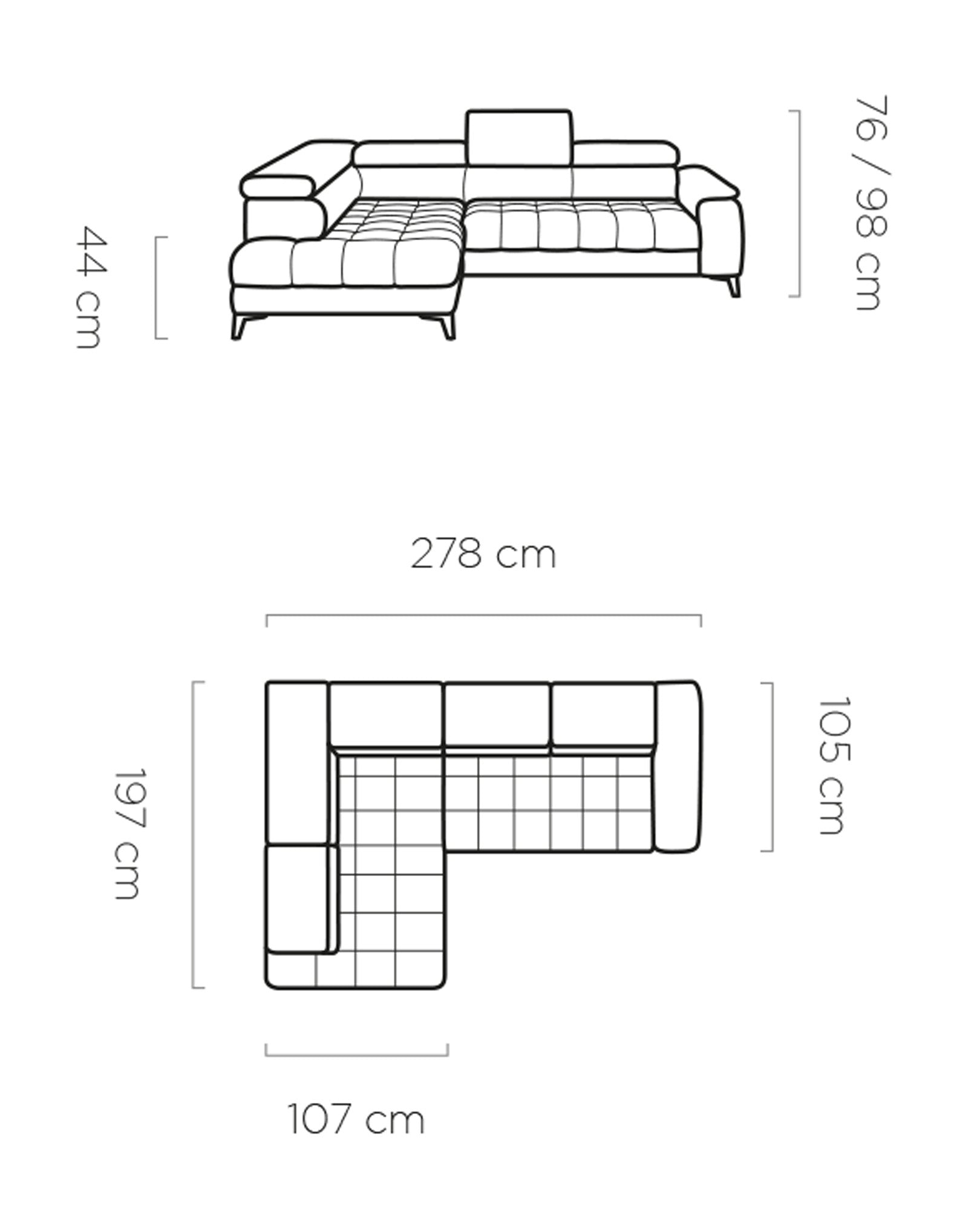 Dīvāns CHI 278/197/105 cm - N1 Home