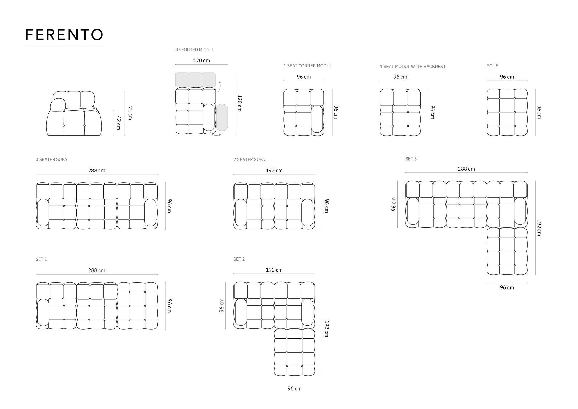 Dīvāns  Cosmopolitan Design Ferento 192x96x71 pelēks - N1 Home