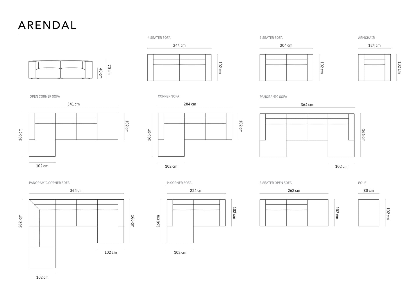 Dīvāns Cosmopolitan Design Arendal 262x102x70 cm terrakota - N1 Home