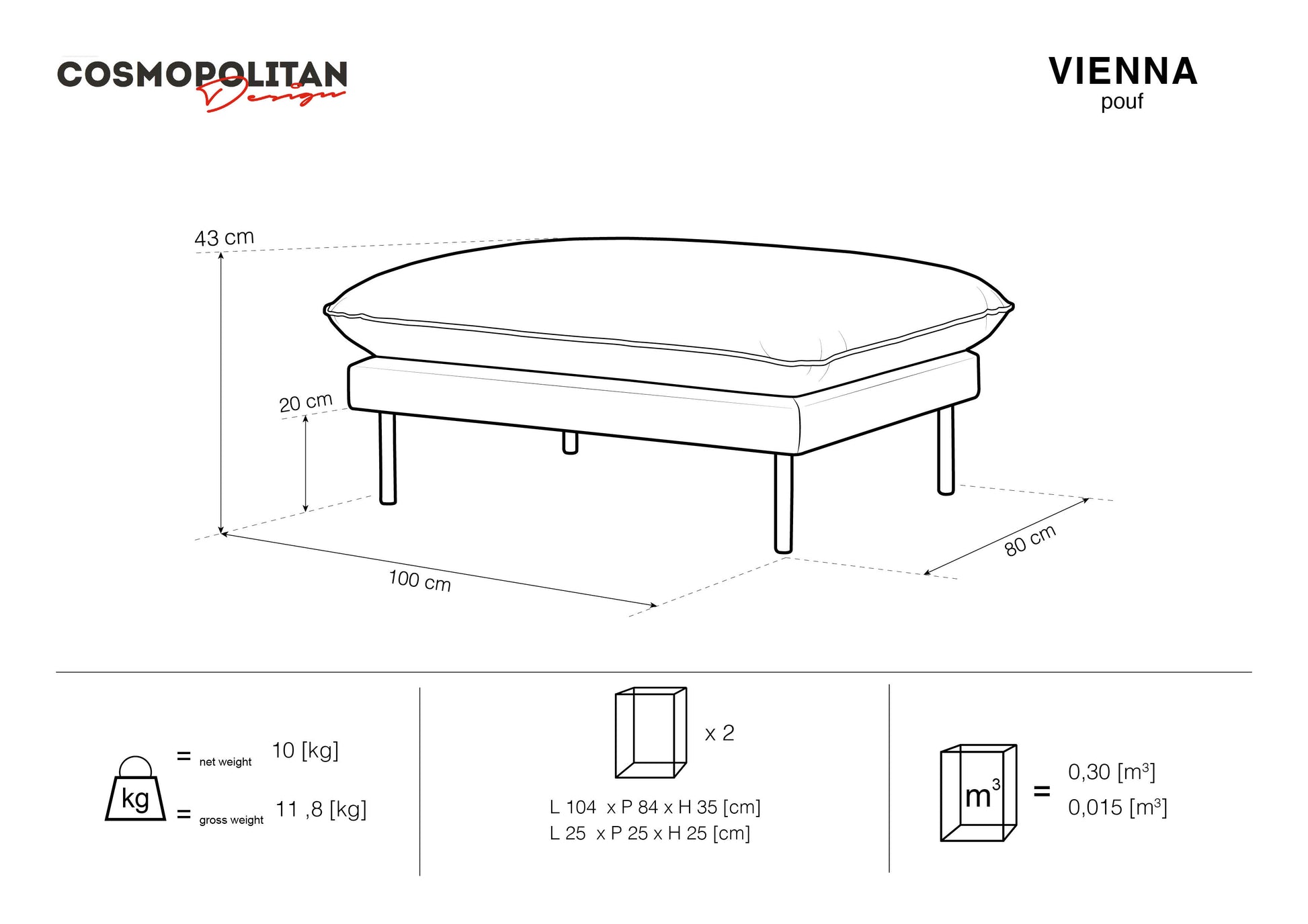 Sols Cosmopolitan Design Vienna 100x80x43 cm sinepes - N1 Home