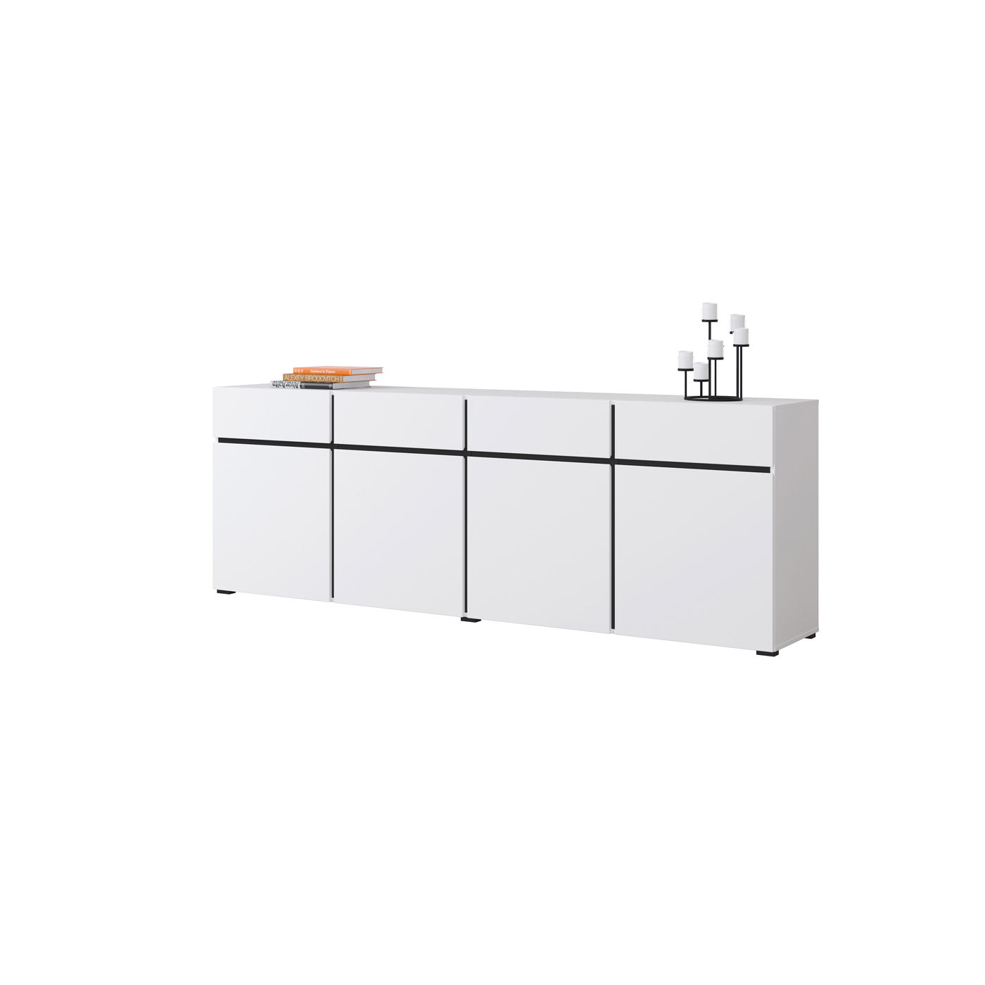 Kumode Krosit kolekcija 225/78/40 cm balts/melns - N1 Home