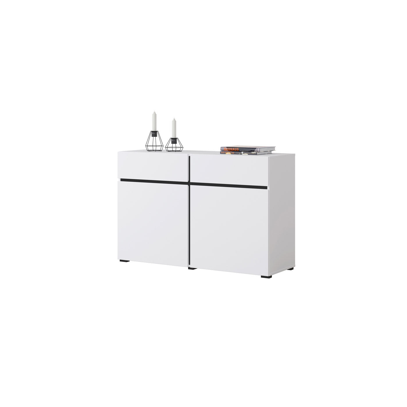 Kumode Krosit kolekcija 119/78/40 cm balts/melns - N1 Home