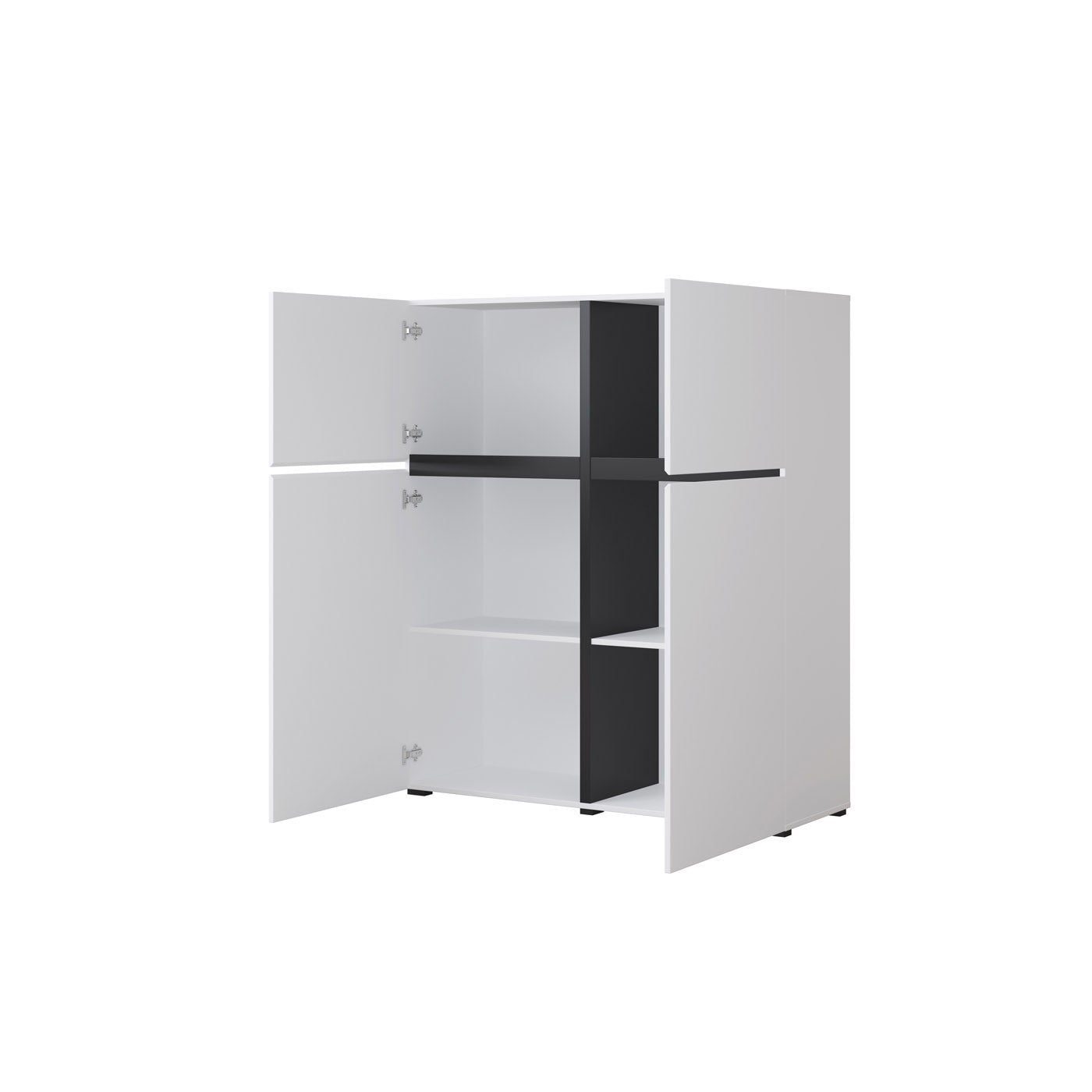 Kumode Krosit kolekcija 119/139/40 cm balts/melns - N1 Home