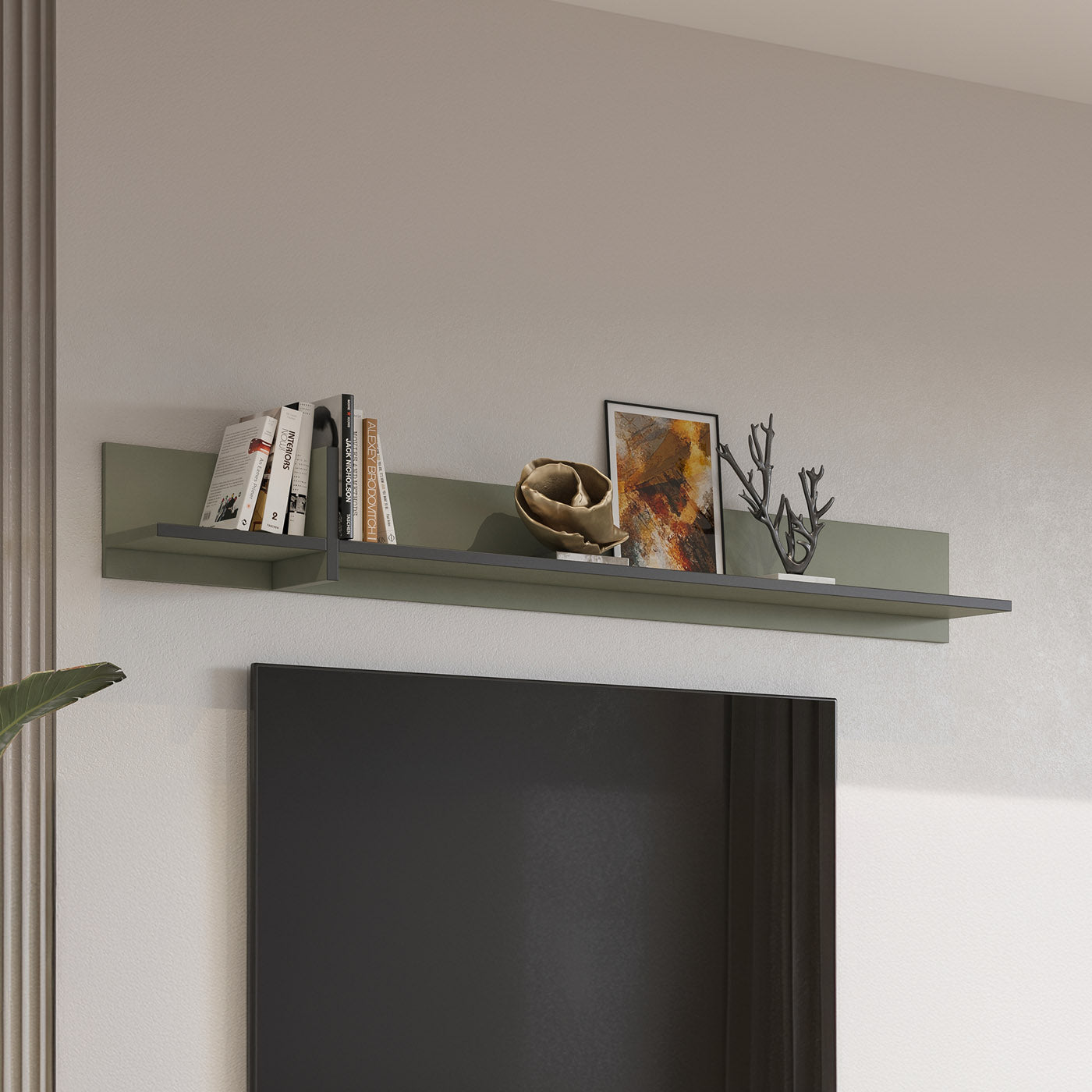 Sienas plaukts Krosit kolekcija 180/23/23 cm zaļs/melns