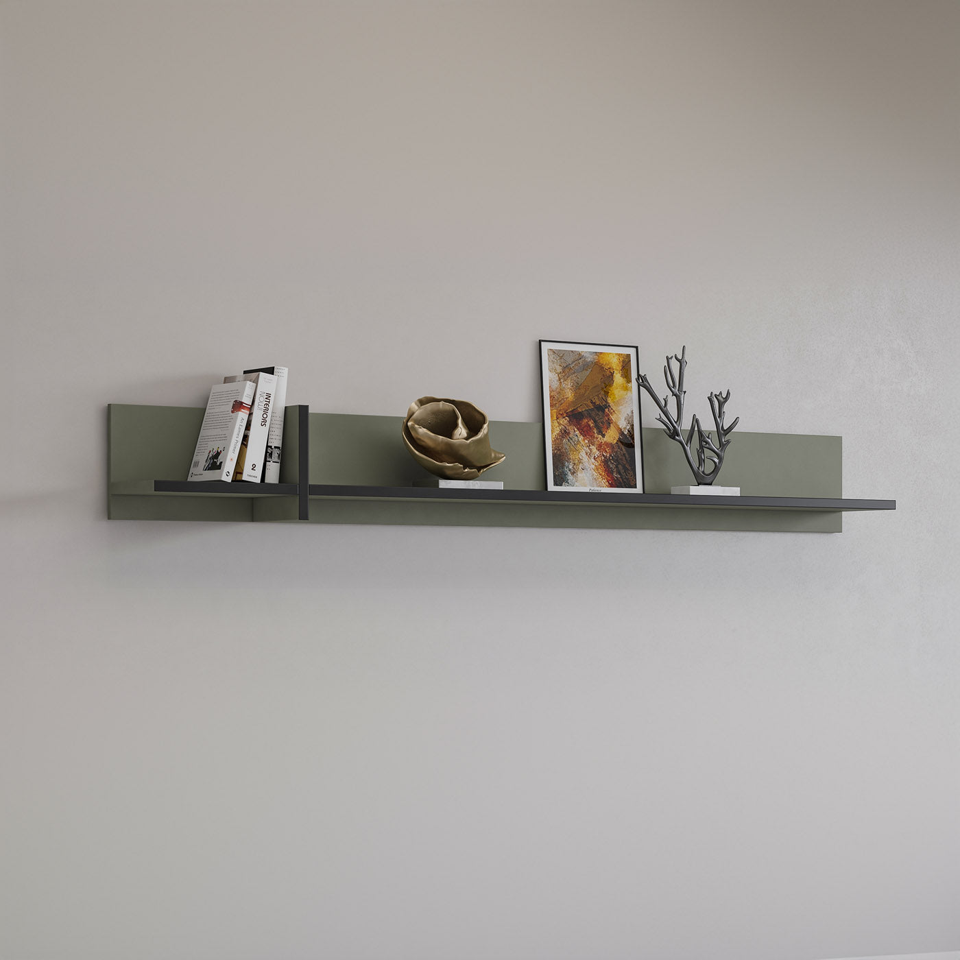 Sienas plaukts Krosit kolekcija 180/23/23 cm zaļs/melns