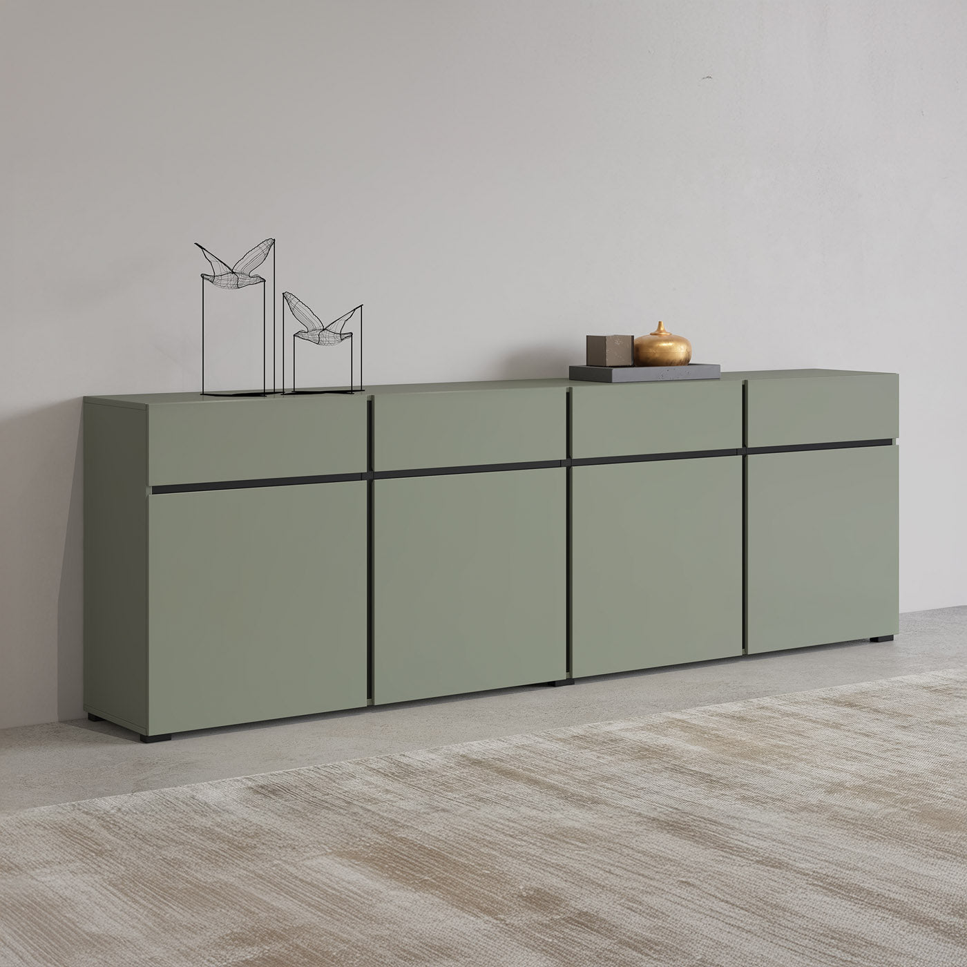 Kumode Krosit kolekcija 225/78/40 cm zaļs/melns - N1 Home