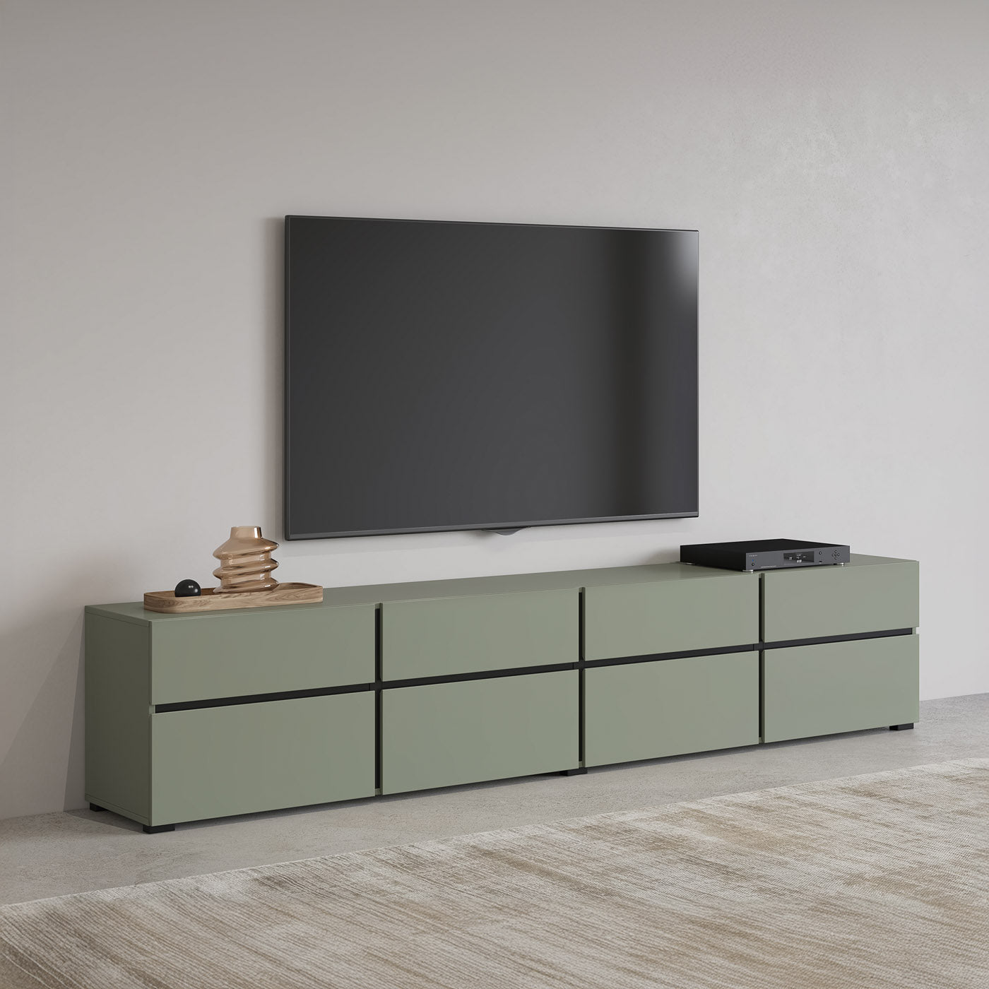 TV skapis Krosit kolekcija 225/48/40 cm zaļs/melns - N1 Home