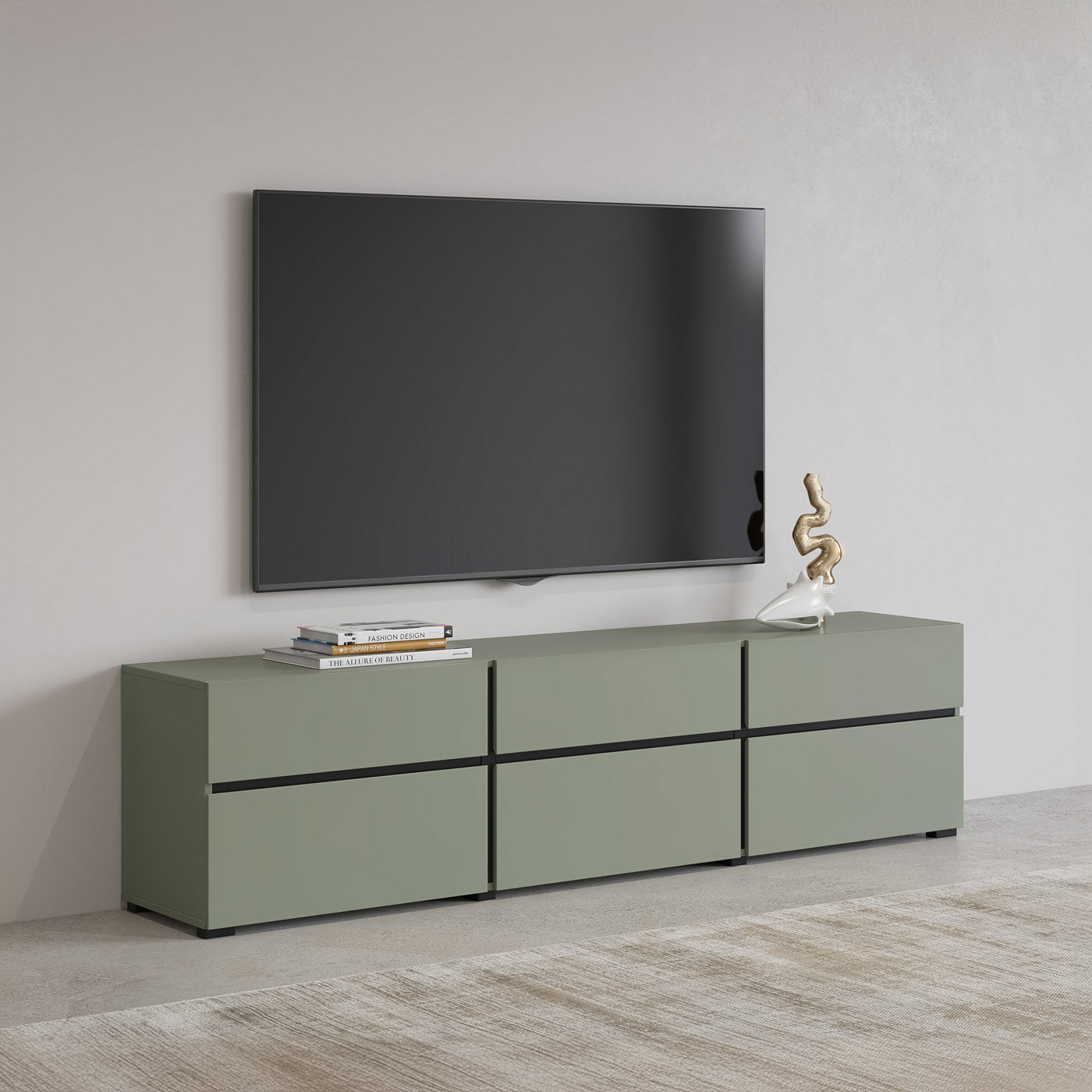 TV skapis Krosit kolekcija 180/40/48 cm zaļs/melns - N1 Home