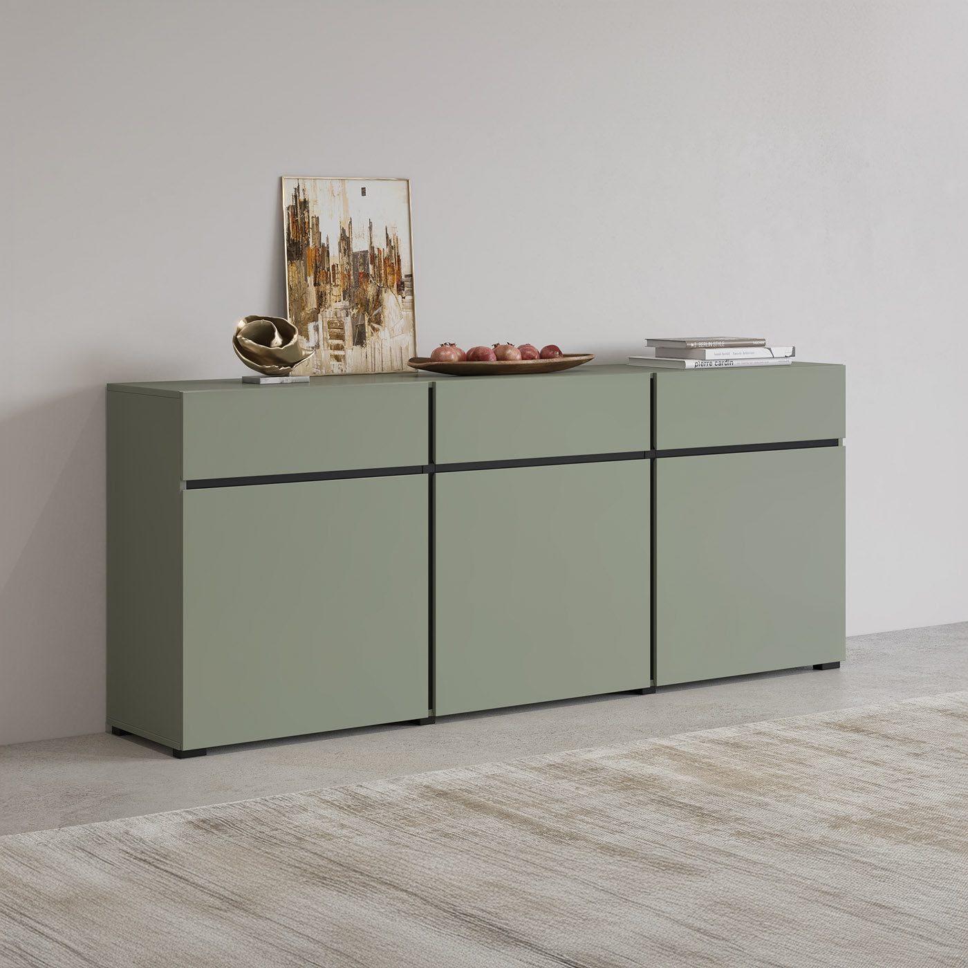 Kumode Krosit kolekcija 180/78/40 cm zaļs/melns - N1 Home