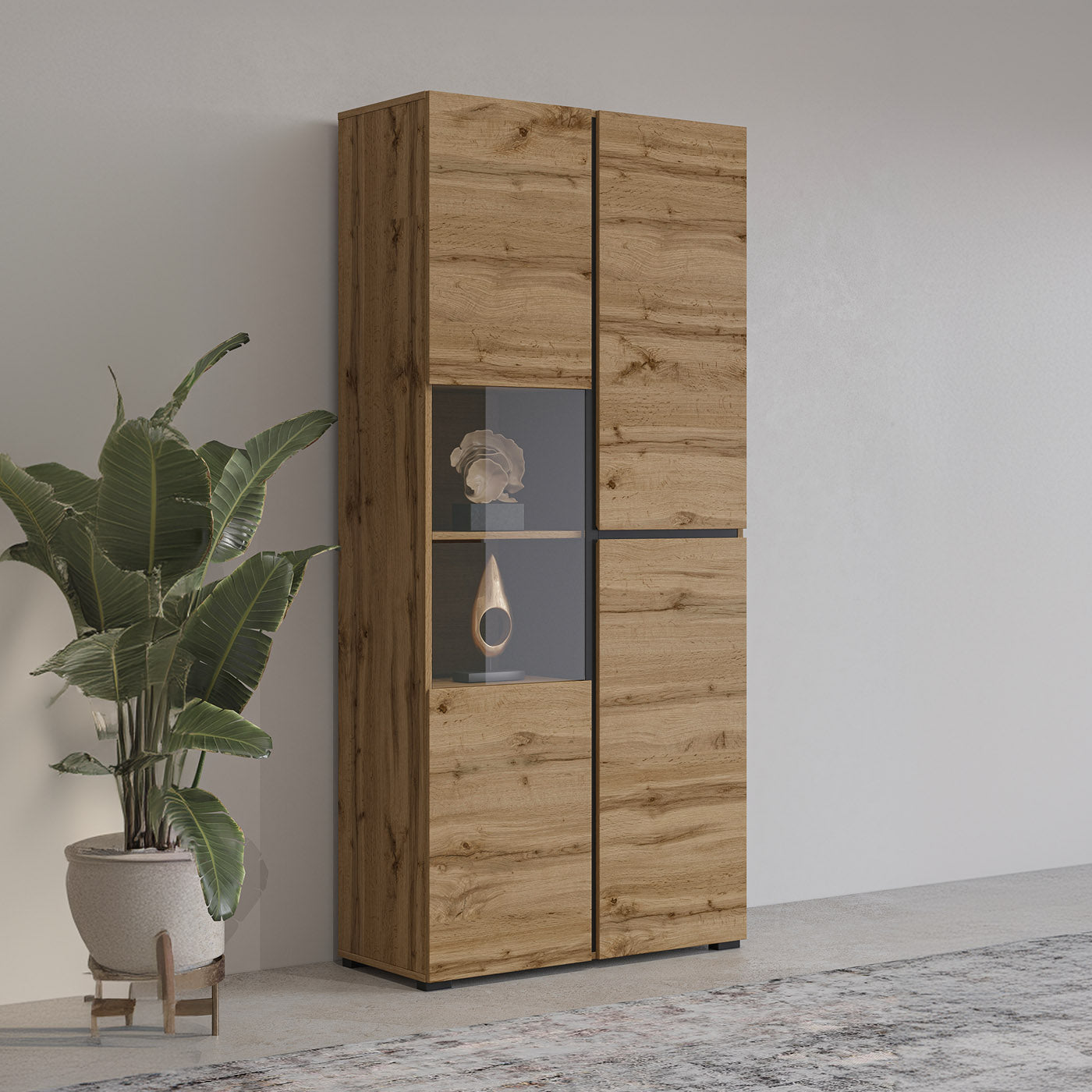 Vitrīnas skapis Krosit kolekcija 79/183/40 cm Votan ozols