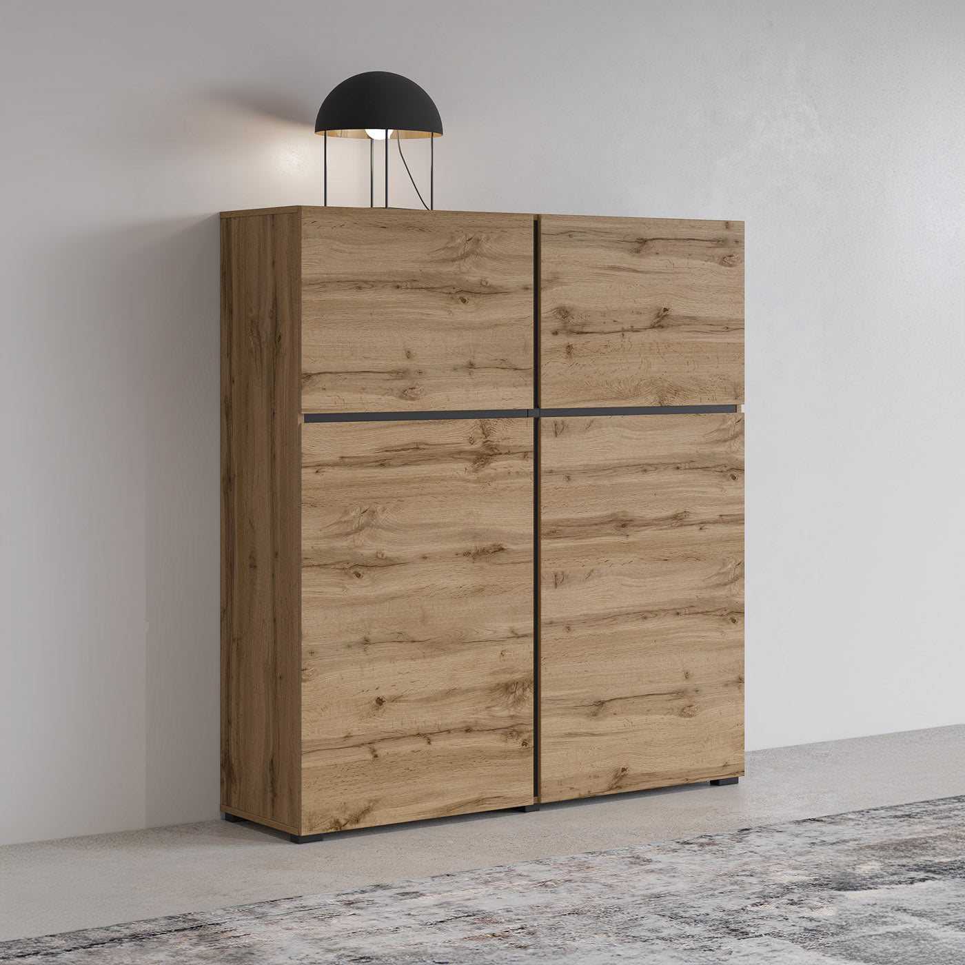 Kumode Krosit kolekcija 119/139/40 cm Votan ozols/melns