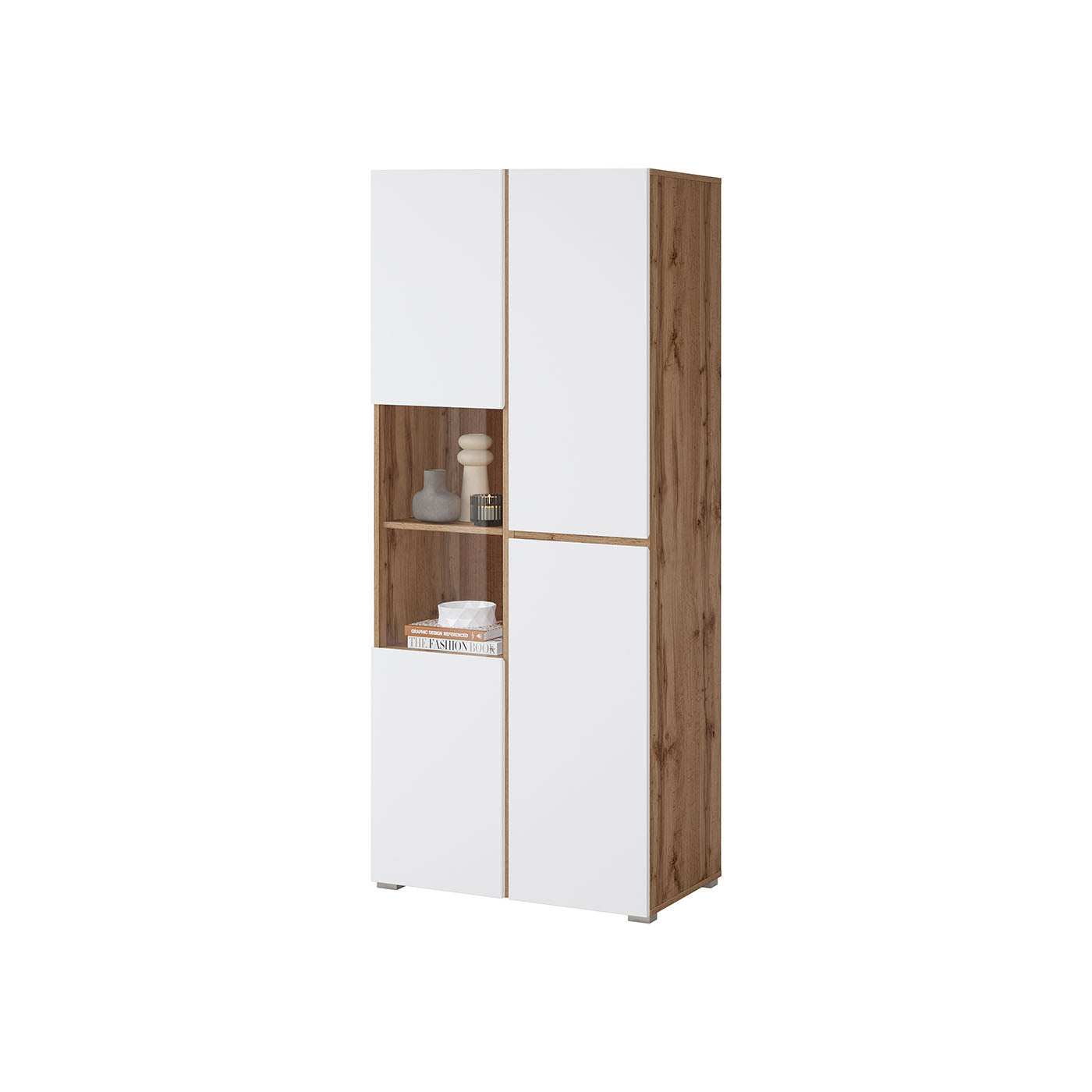 Vitrīnas skapis Krosit kolekcija 79/183/40 cm Votan ozols/balts