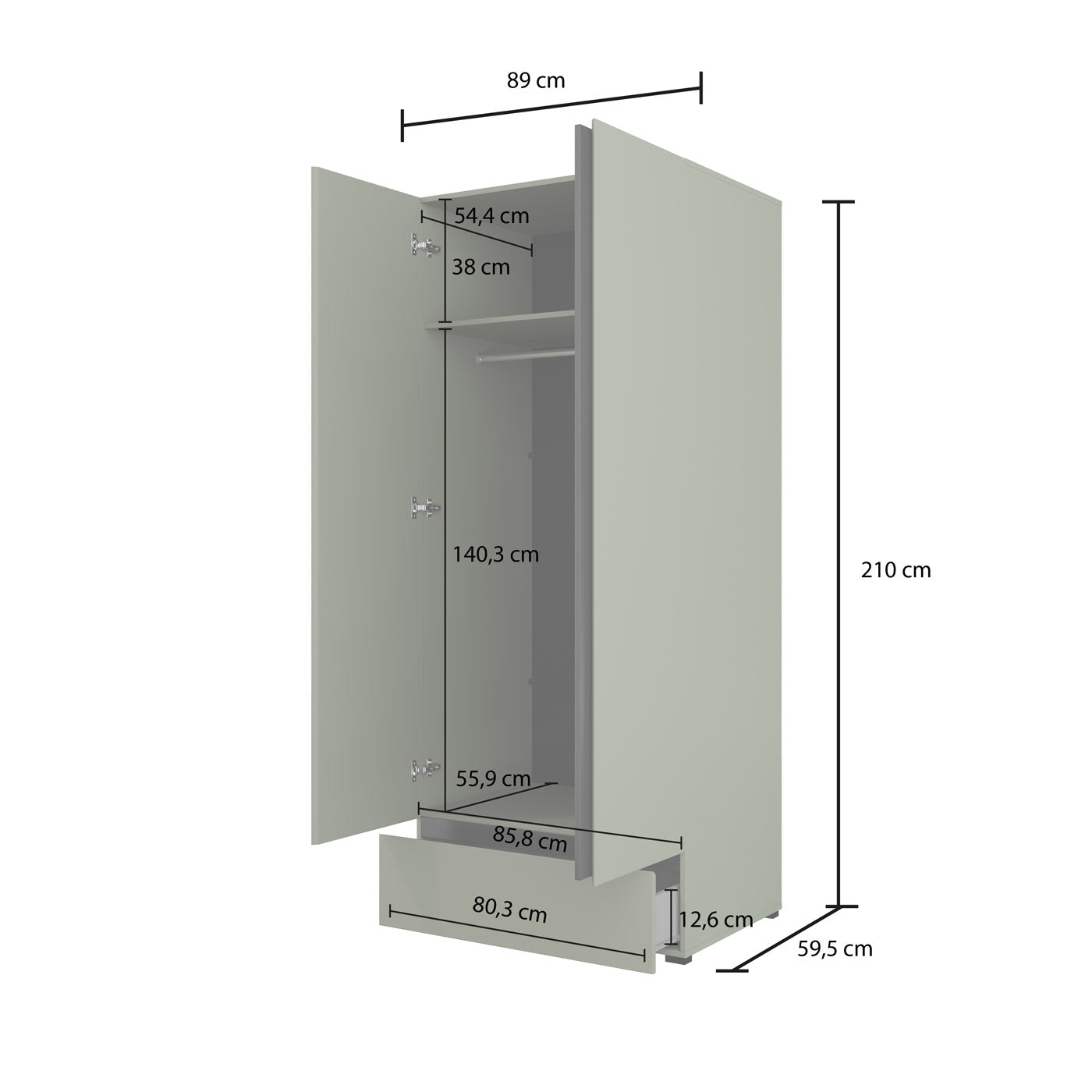 Skapis Krosit kolekcija 89;180/210/60 cm congo/melns