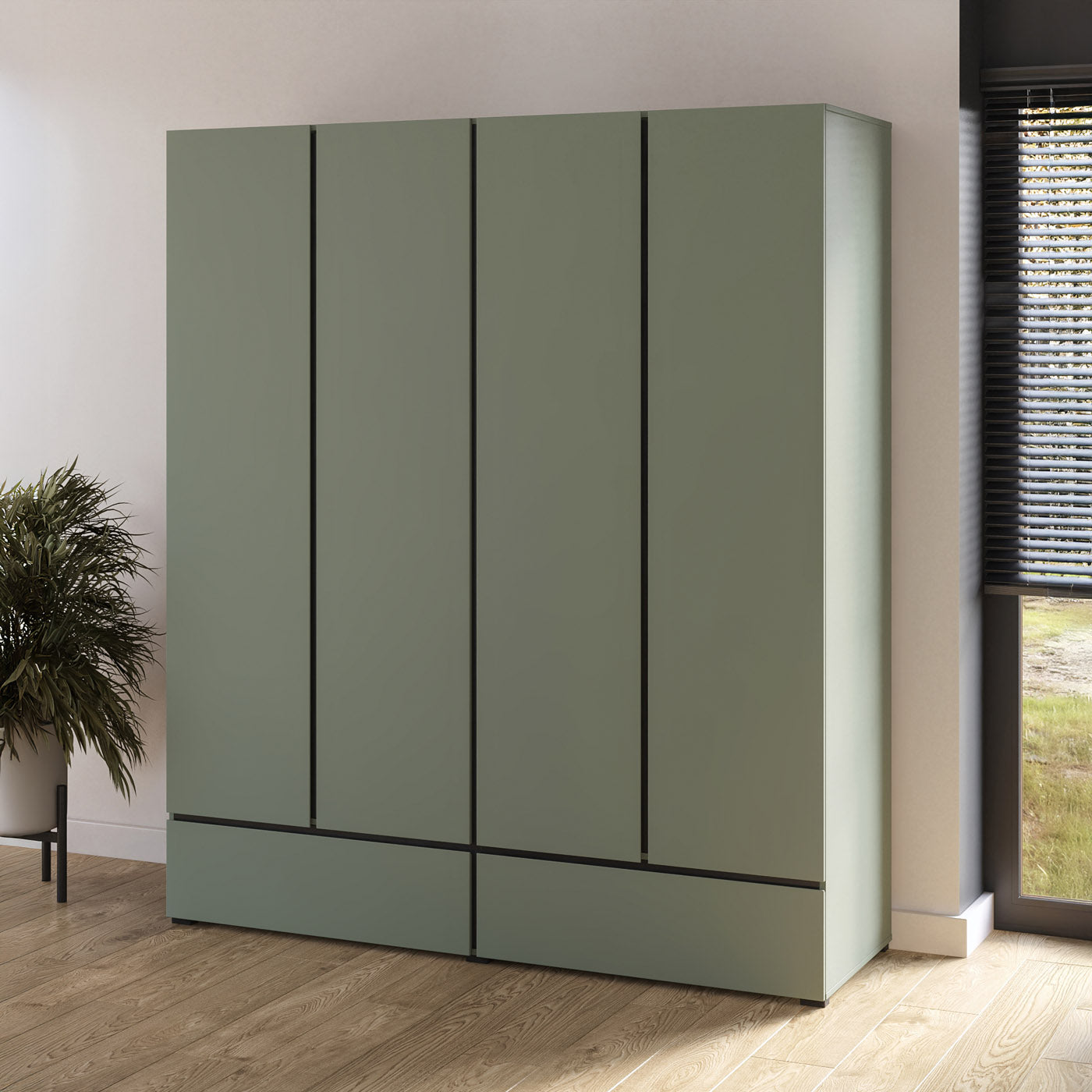 Skapis Krosit kolekcija 89;180/210/60 cm zaļs/melns - N1 Home