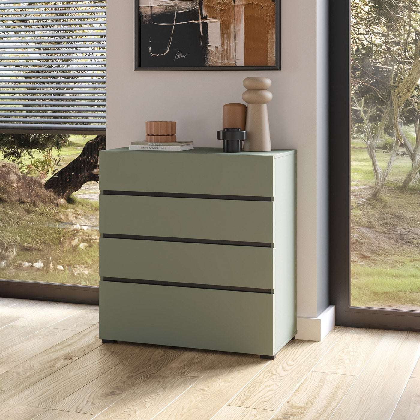 Kumode Krosit kolekcija 80/85/40 cm zaļs/melns - N1 Home