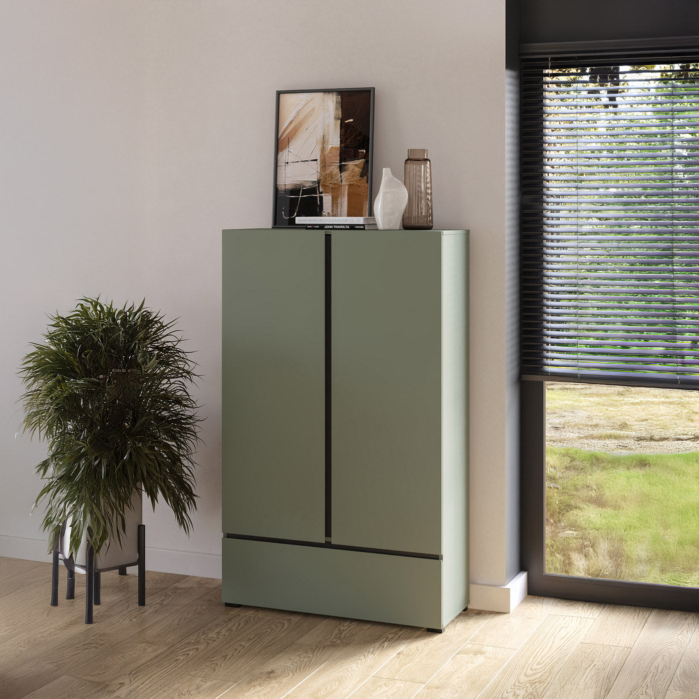 Kumode Krosit kolekcija 80/150/40 cm zaļs/melns