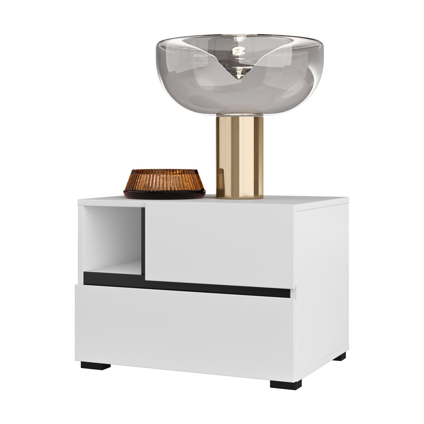 Naktsskapis (2) Krosit kolekcija 55/40/40 cm balts/melns - N1 Home