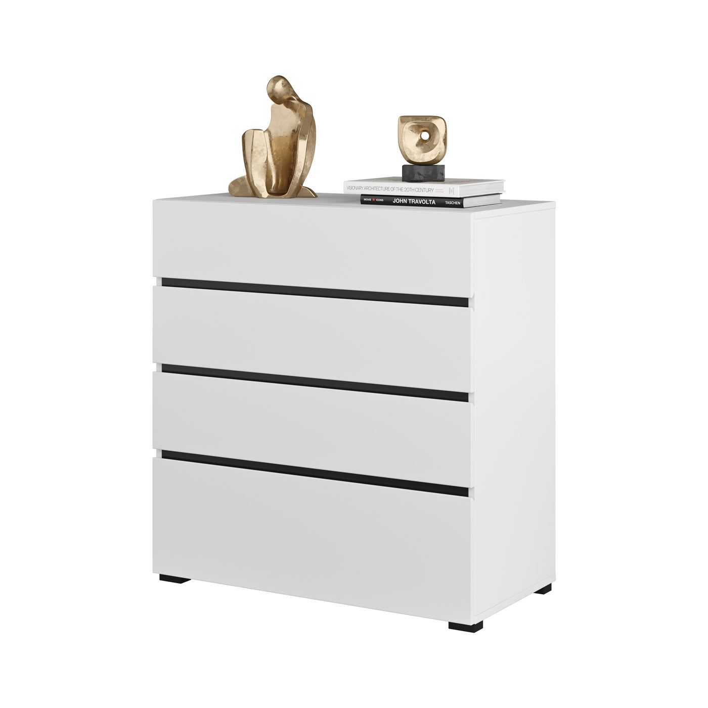 Kumode Krosit kolekcija 80/85/40 cm balts/melns