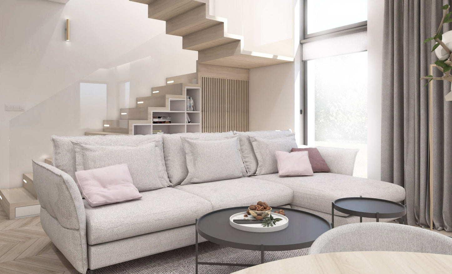 Dīvāns Carmen Corner S2 Befame 318/187/101 cm saule dzelts - N1 Home