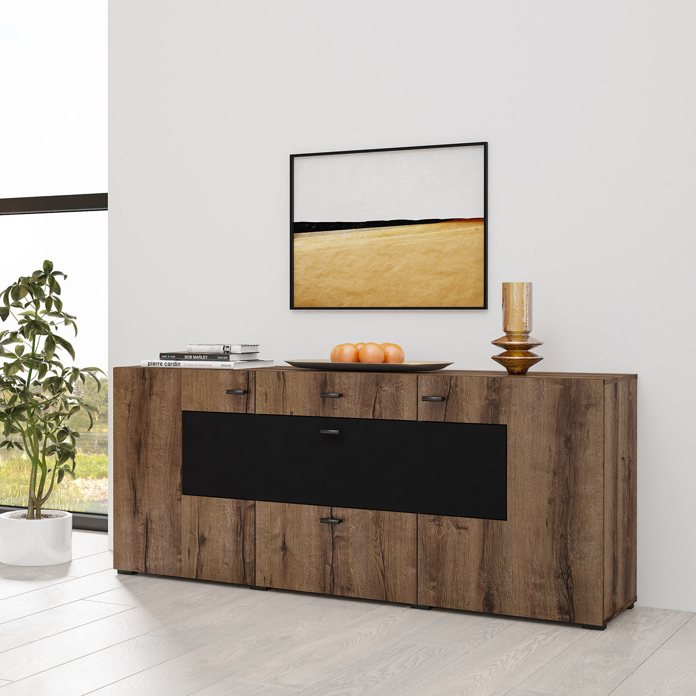 Kumode Cobas 165/39/71 cm Monasteri ozols/melns oniks - N1 Home