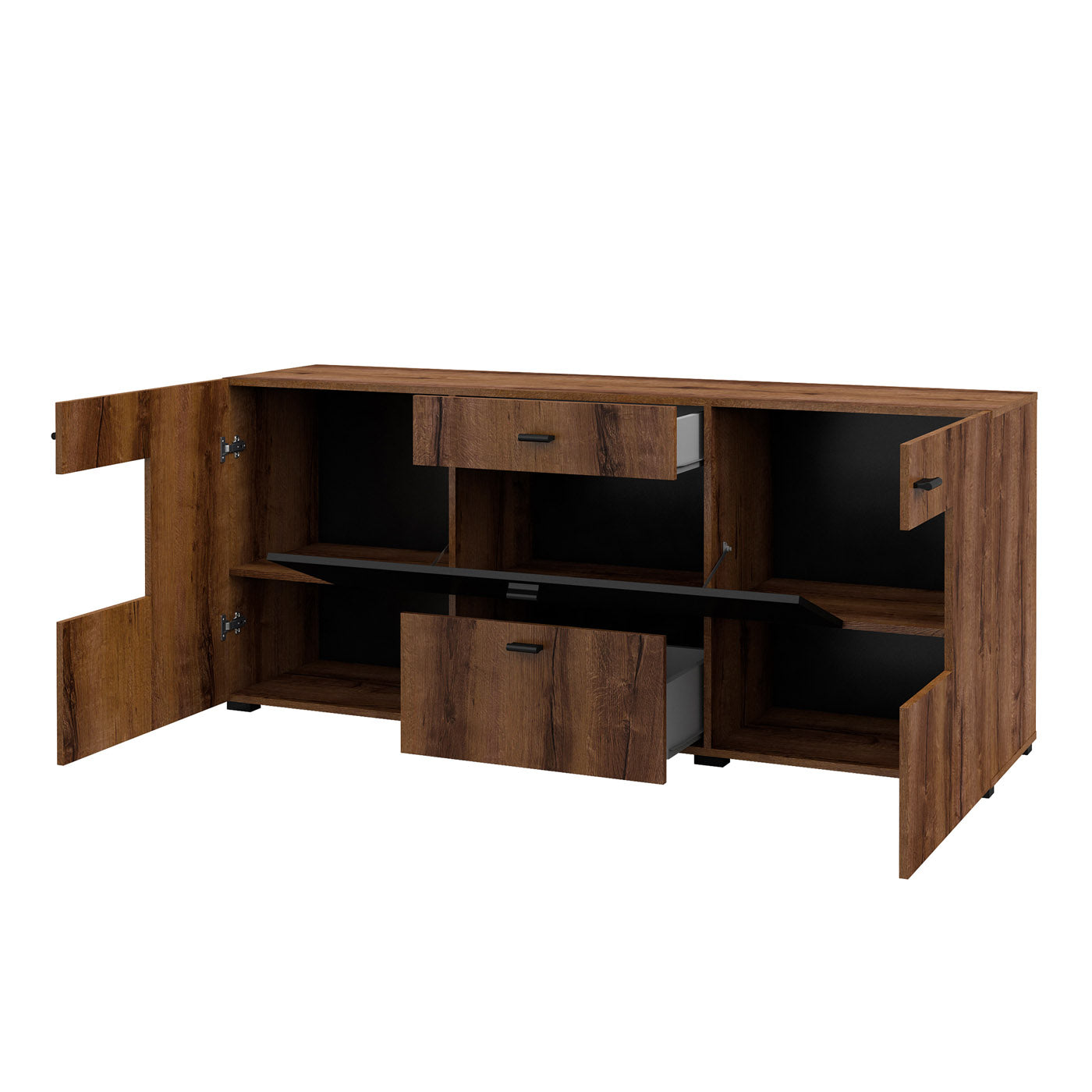 Kumode Cobas 165/39/71 cm Monasteri ozols/melns oniks - N1 Home