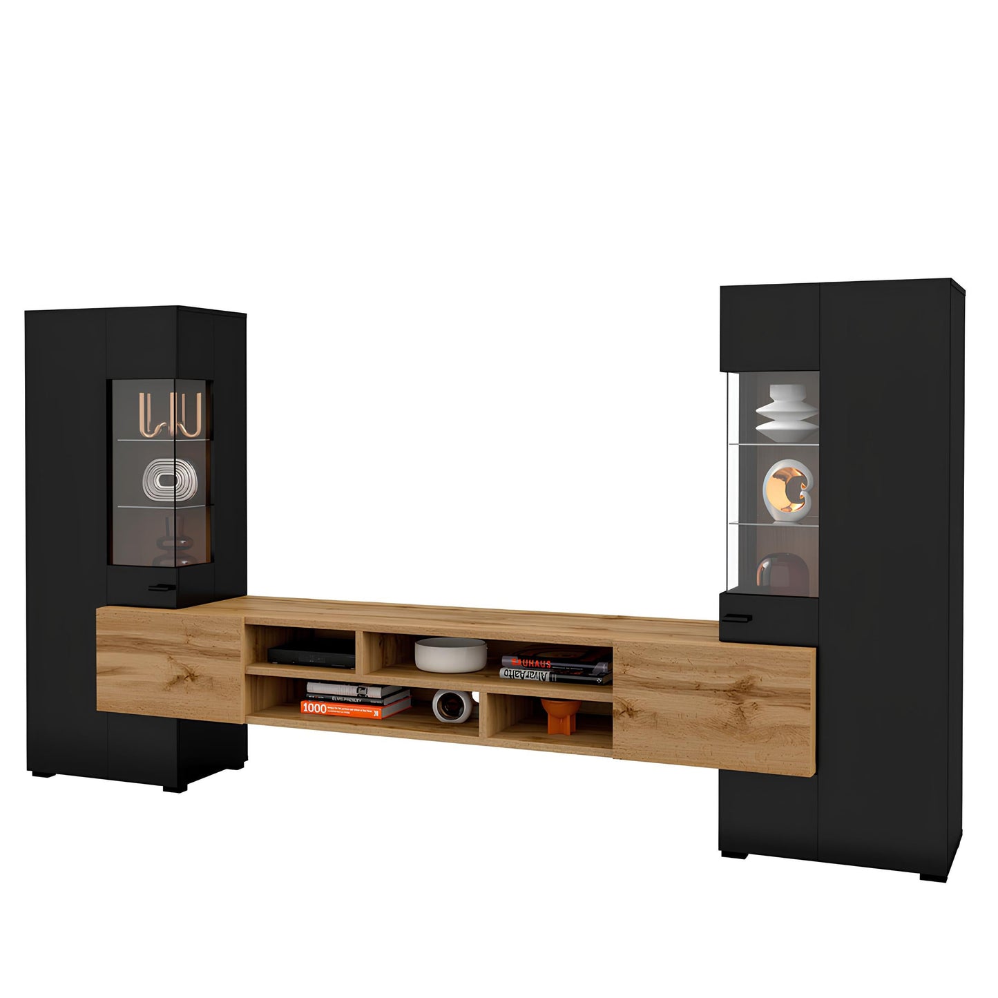 Sienas bloks Cobas 270/143/45 cm melns oniks/votan ozols