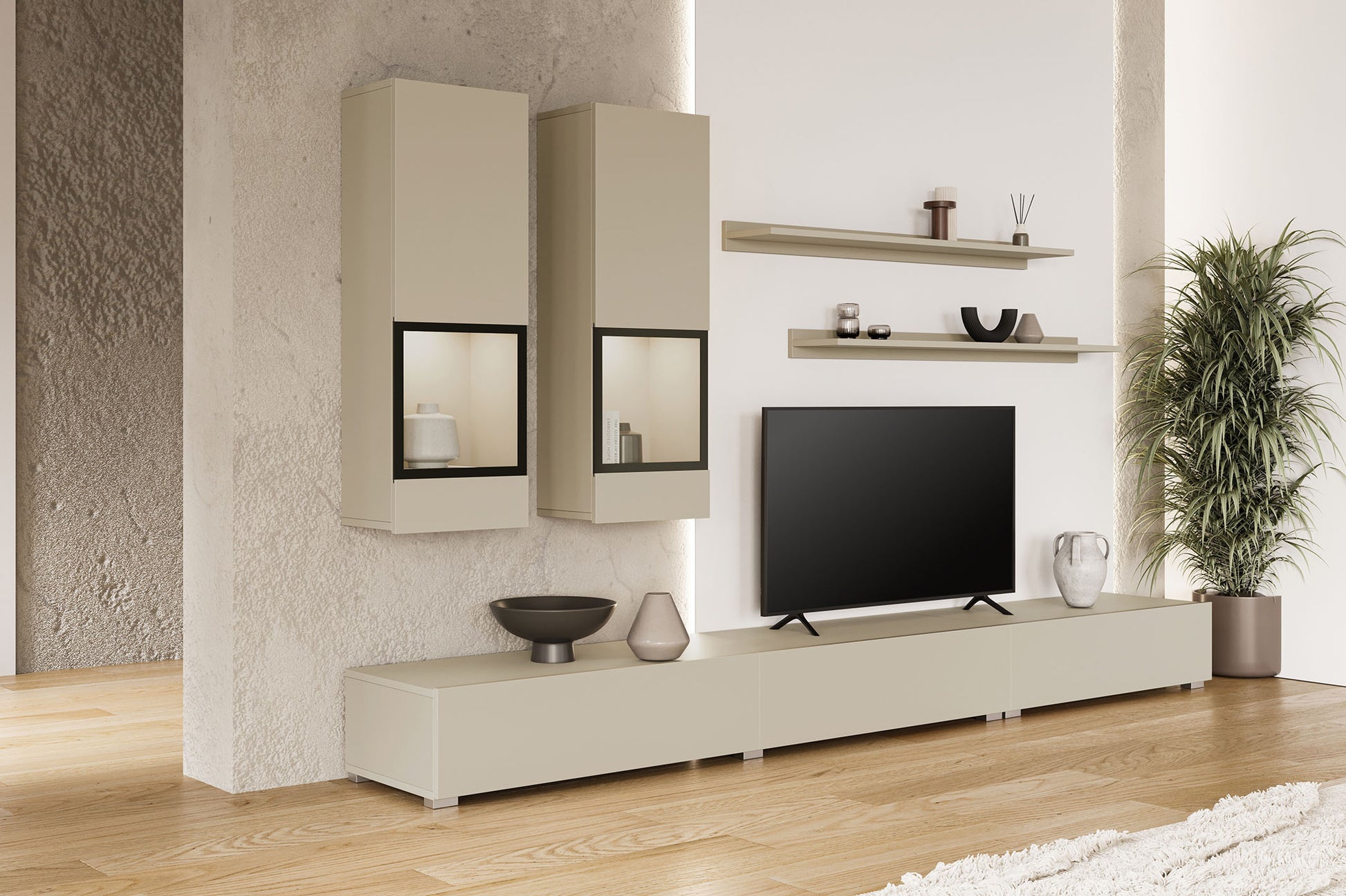 Kumode Barots 132/39/70 cm gaiši bēšs/melns - N1 Home