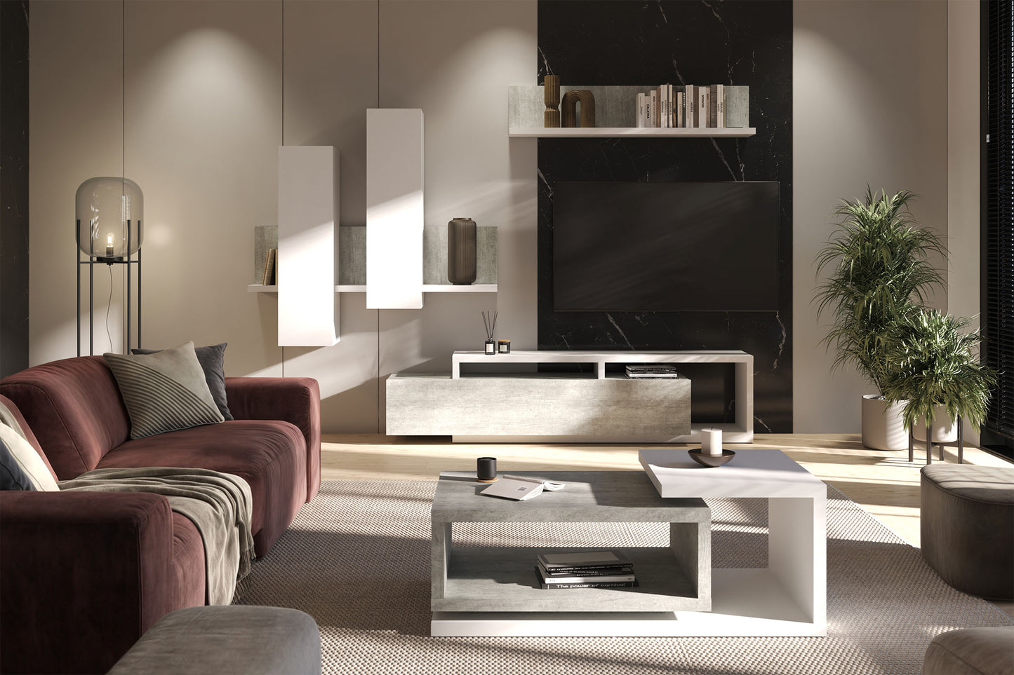 Sienas plaukts Botas 150/24/32 cm balts/betons Kolorādo