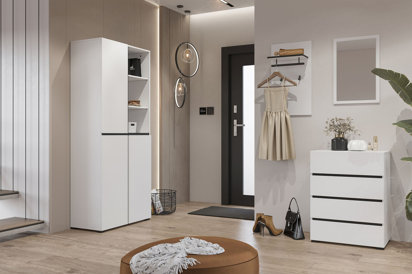 Skapis Krosit kolekcija 79/183/40 cm balts/melns