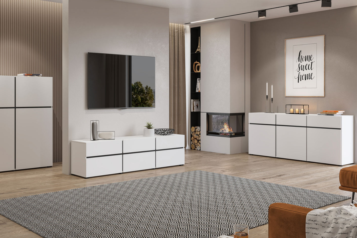 Kumode Krosit kolekcija 119/139/40 cm Votan ozols/balts - N1 Home