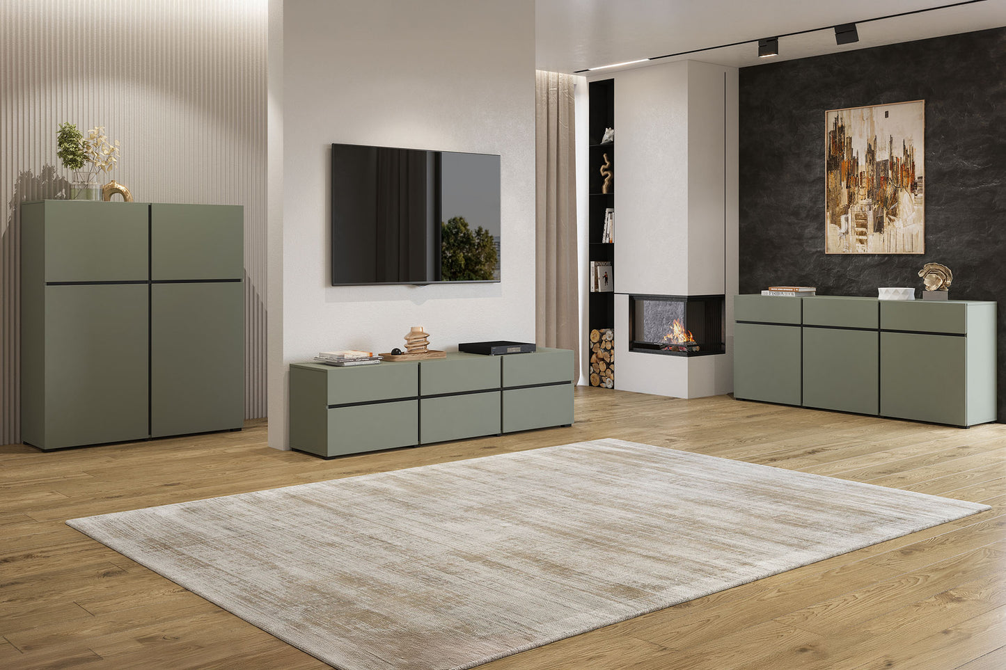 Kumode Krosit kolekcija 225/78/40 cm zaļs/melns - N1 Home