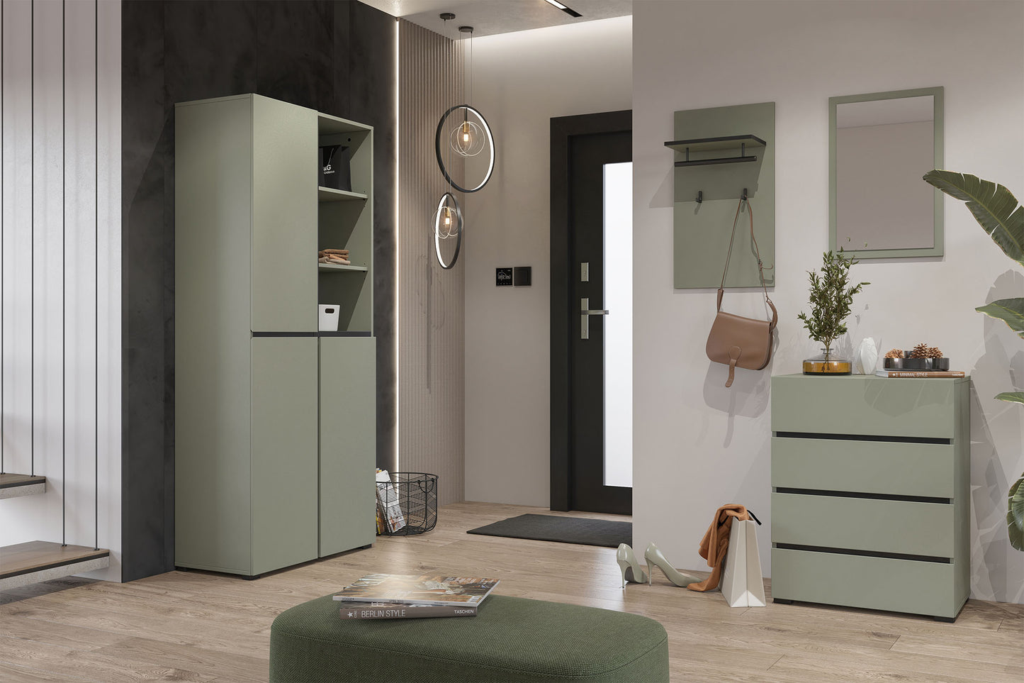 Kumode Krosit kolekcij 60/78/40 cm zaļs/melns - N1 Home