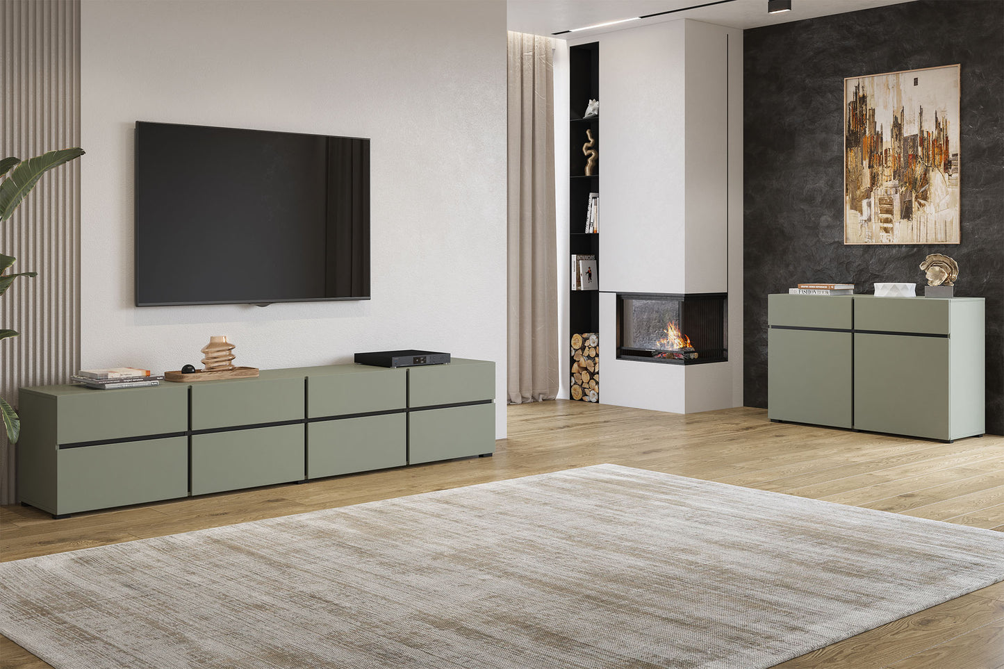 Kumode Krosit kolekcija 119/78/40 cm zaļs/melns - N1 Home