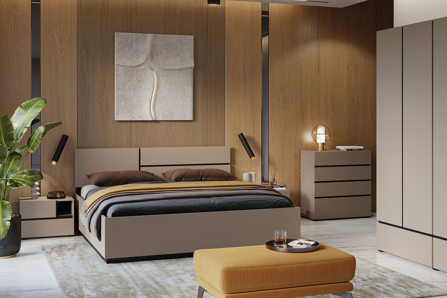 Naktsskapis (2) Krosit kolekcija 55/40/40 cm congo/melns - N1 Home