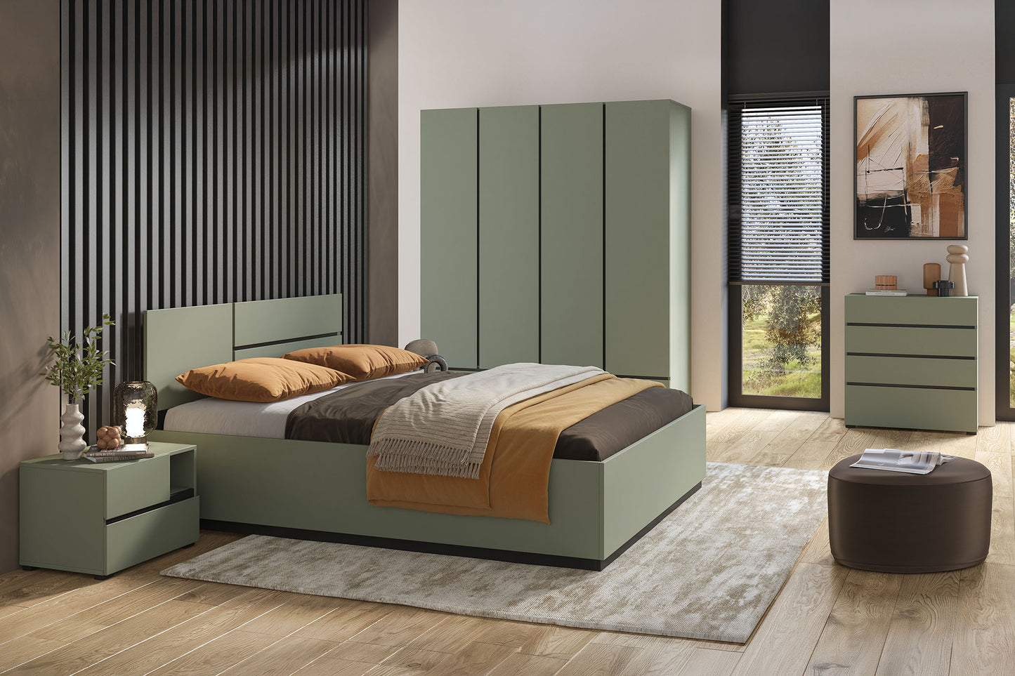 Kumode Krosit kolekcija 80/150/40 cm zaļs/melns