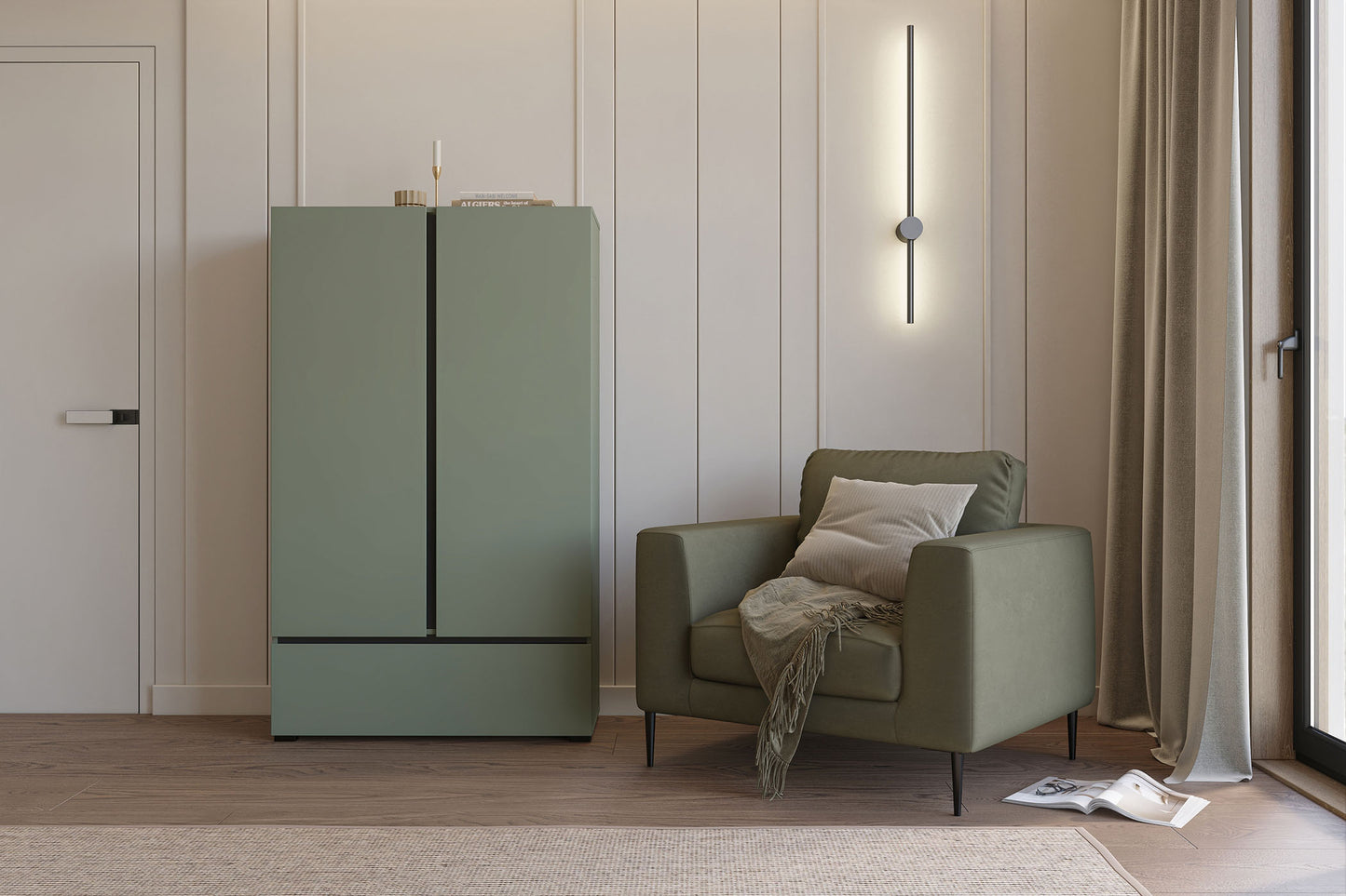 Kumode Krosit kolekcija 80/150/40 cm zaļs/melns