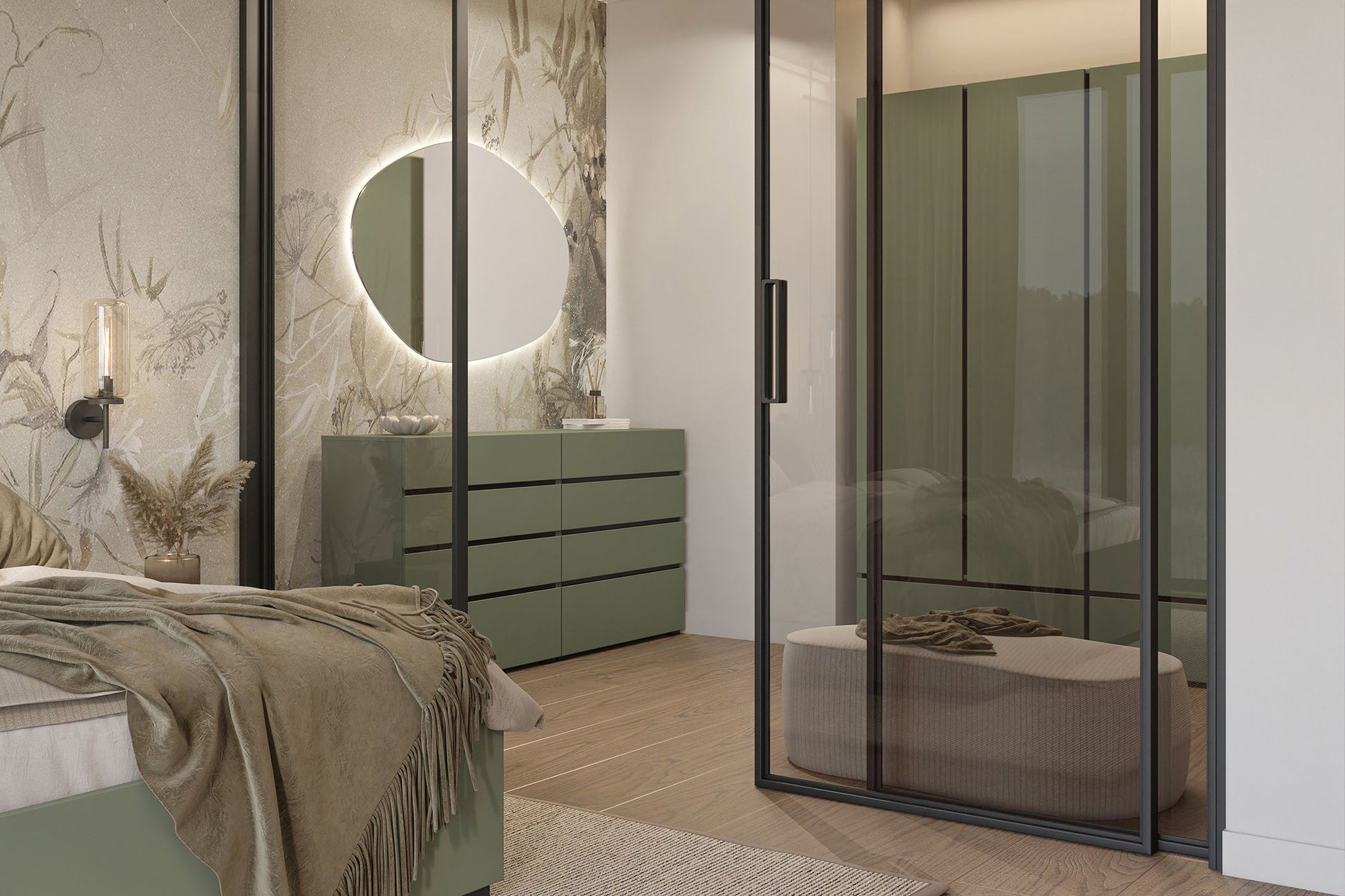 Kumode Krosit kolekcija 80/85/40 cm zaļs/melns - N1 Home