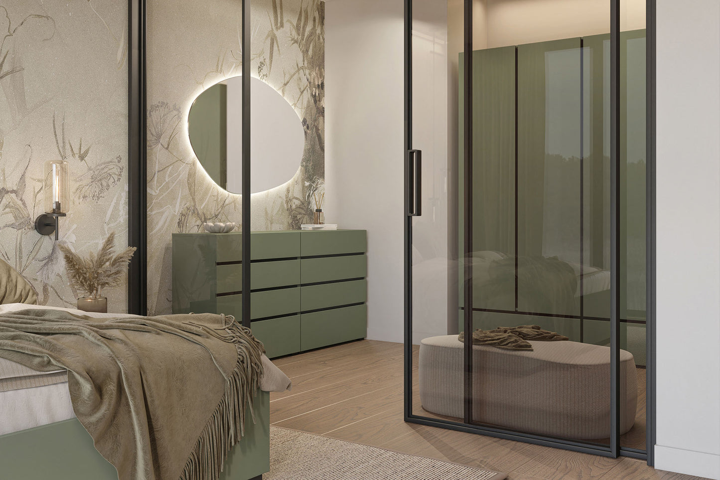 Skapis Krosit kolekcija 89;180/210/60 cm zaļs/melns - N1 Home